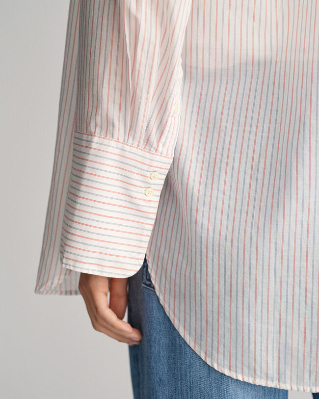 Chemise relaxed fit ray&eacute;e &agrave; poignets larges