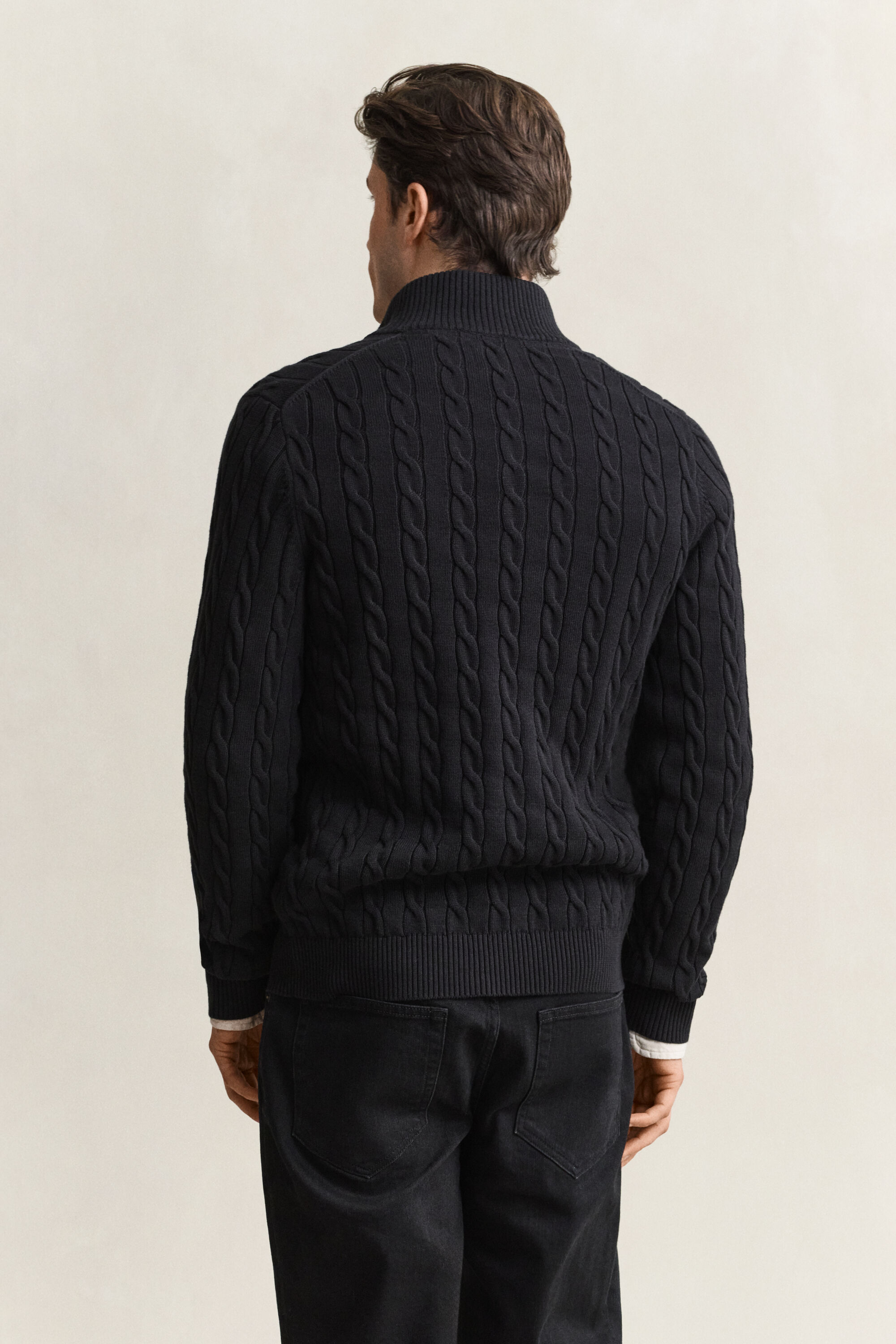 Pull à demi-zip en maille de coton torsadée
