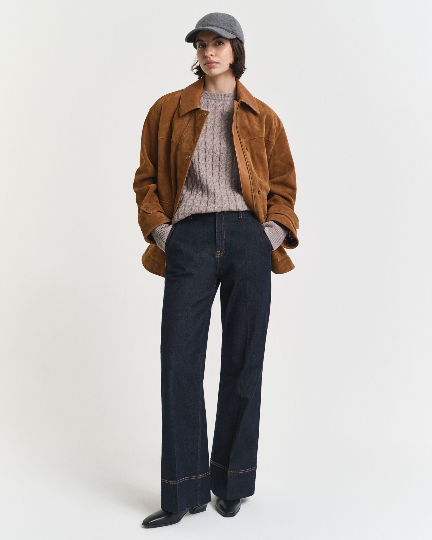 Pull col rond en maille torsadée de laine