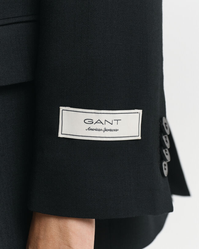 Veste blazer coupe décontractée en laine mélangée à boutonnage croisé Hopsack