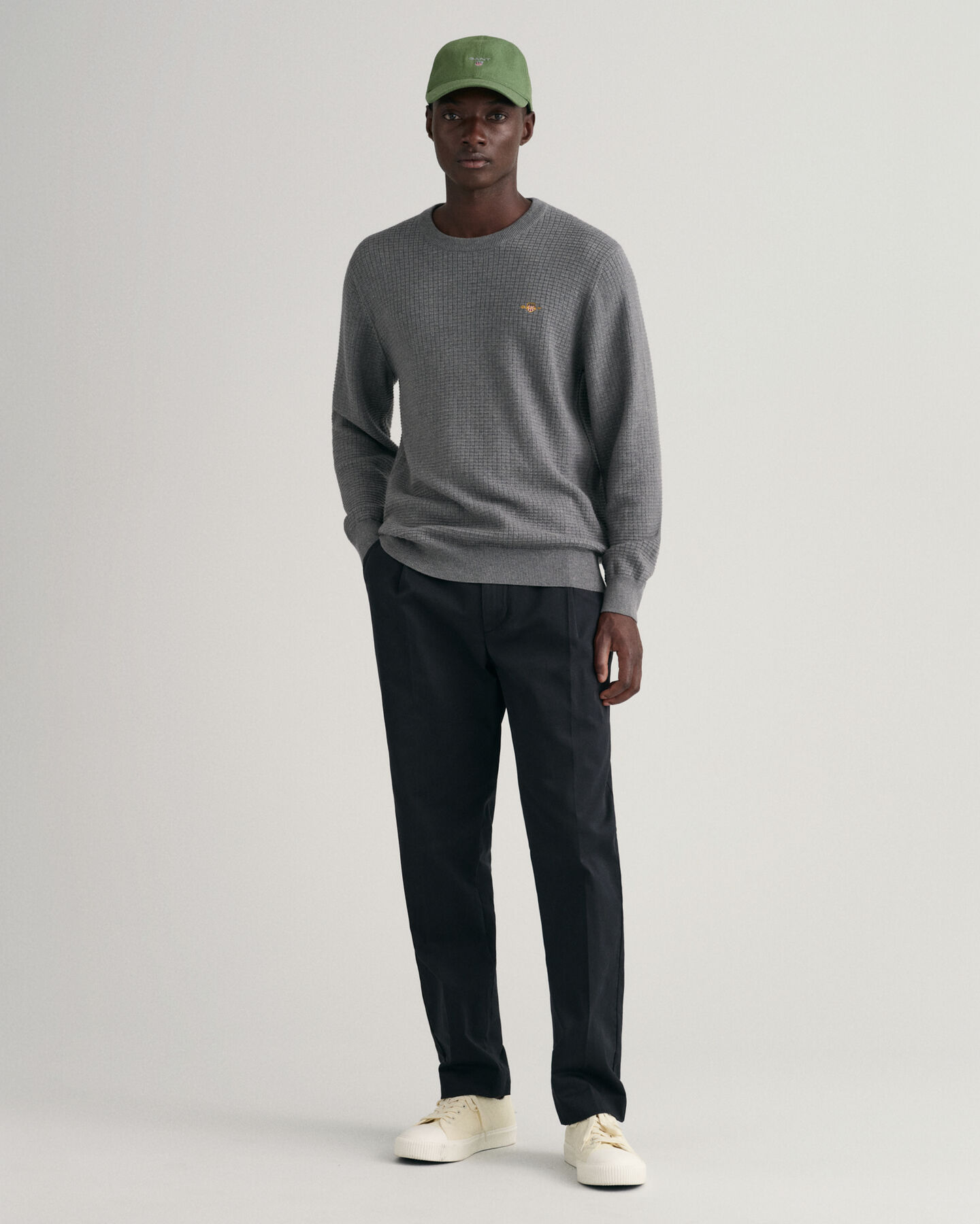 Pull ras du cou en coton Texture