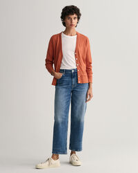 Cardigan col V en coton l&eacute;ger