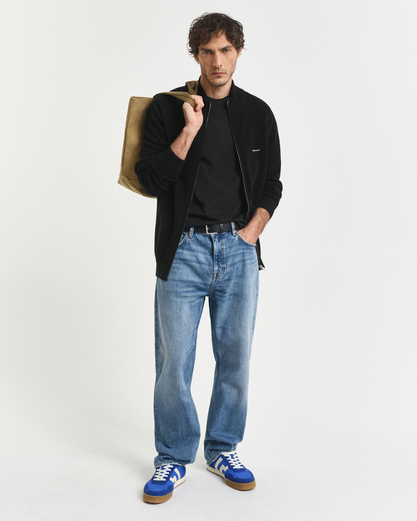 Cardigan zippé en coton piqué