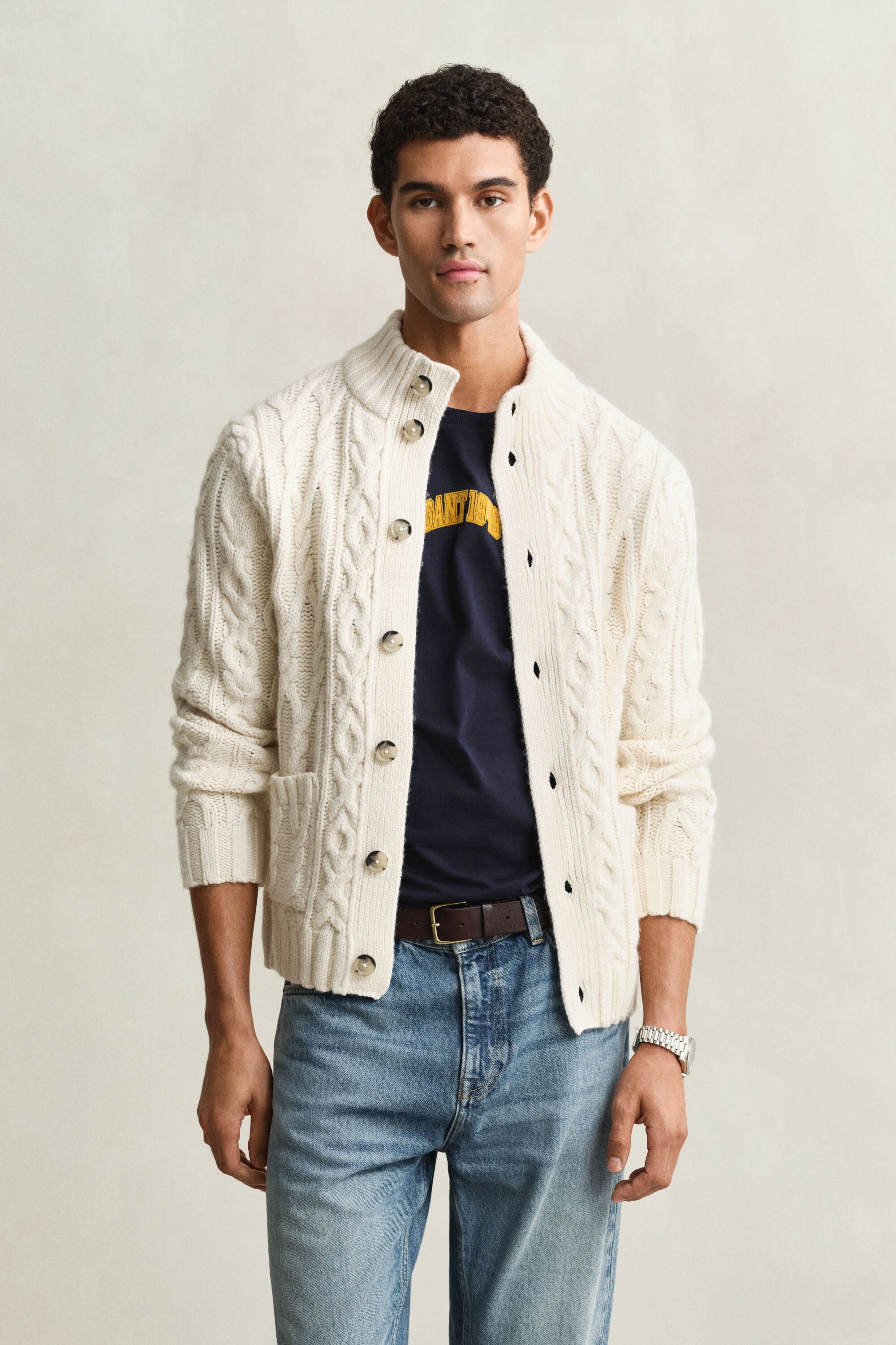 Cardigan en maille torsadée