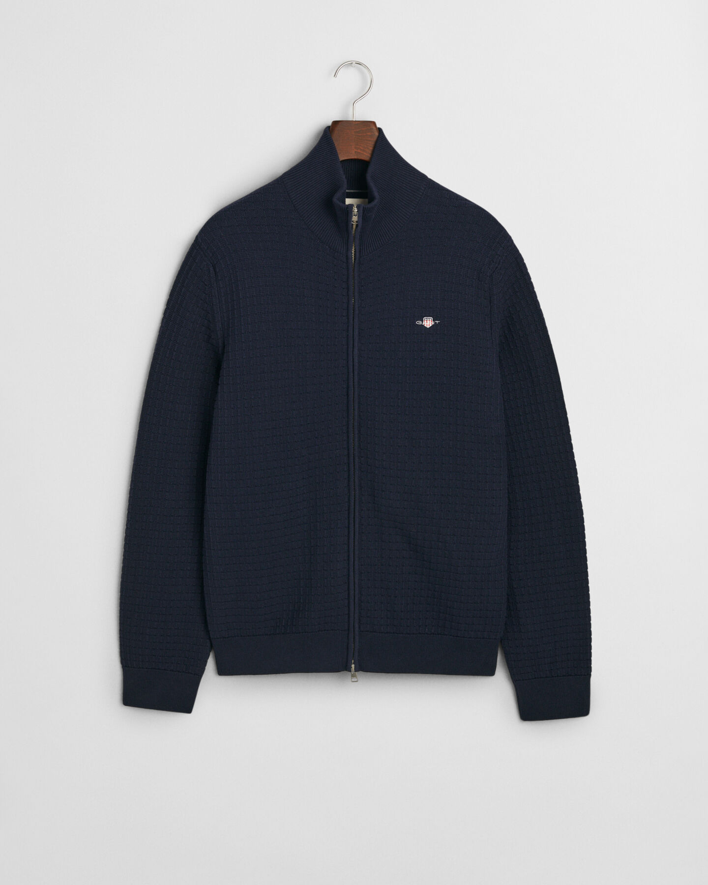 Cardigan zippé en coton Textured