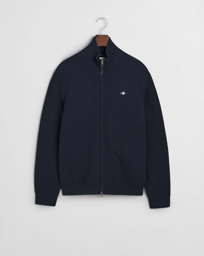 Cardigan zippé en coton Textured