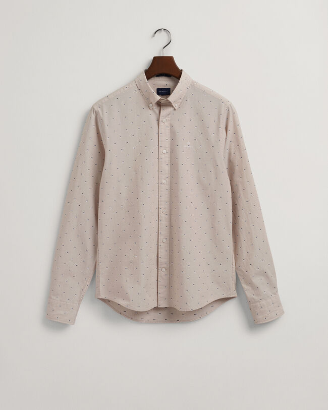 Chemise slim fit &agrave; pois dobby