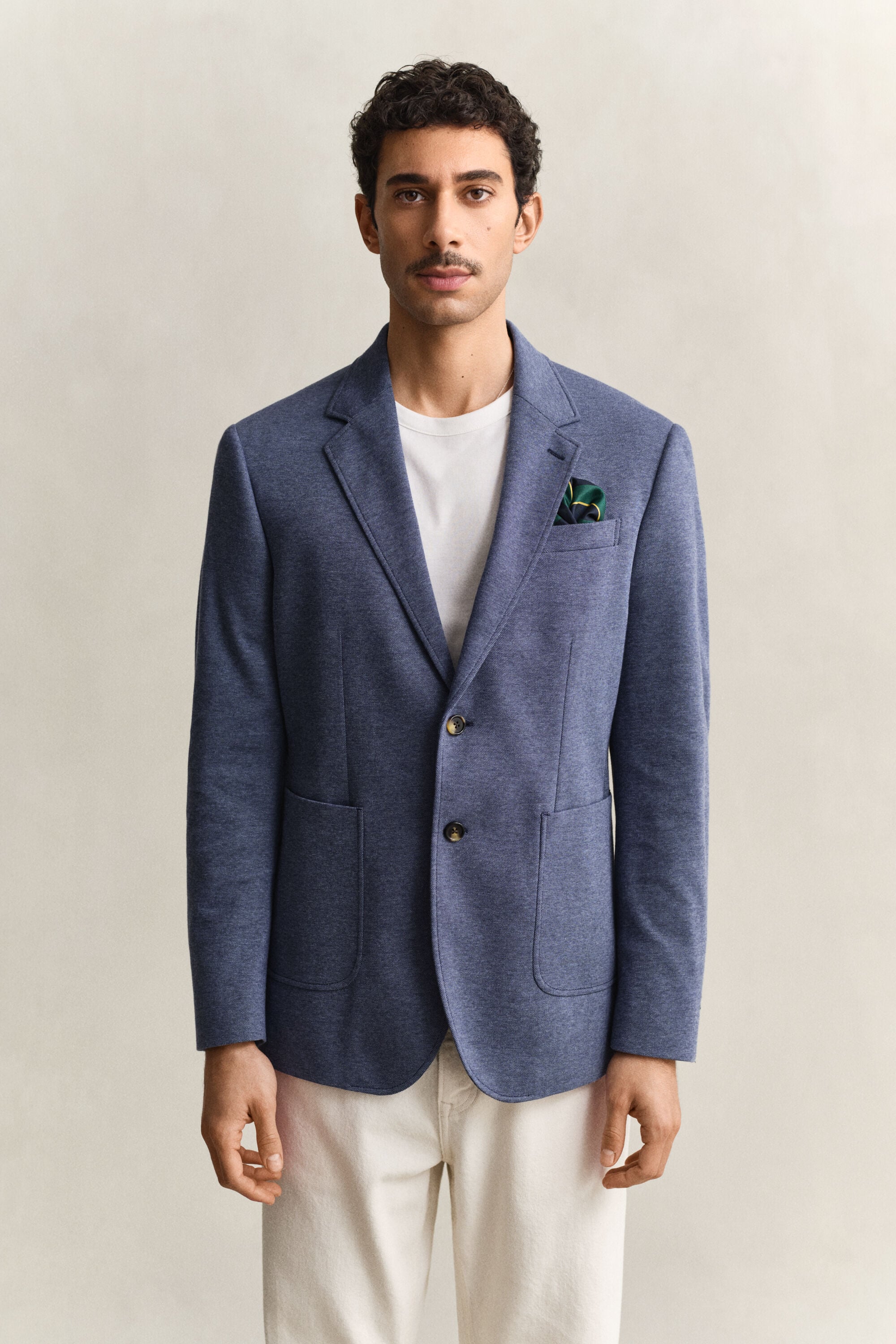 Veste blazer en jersey piqué bicolore