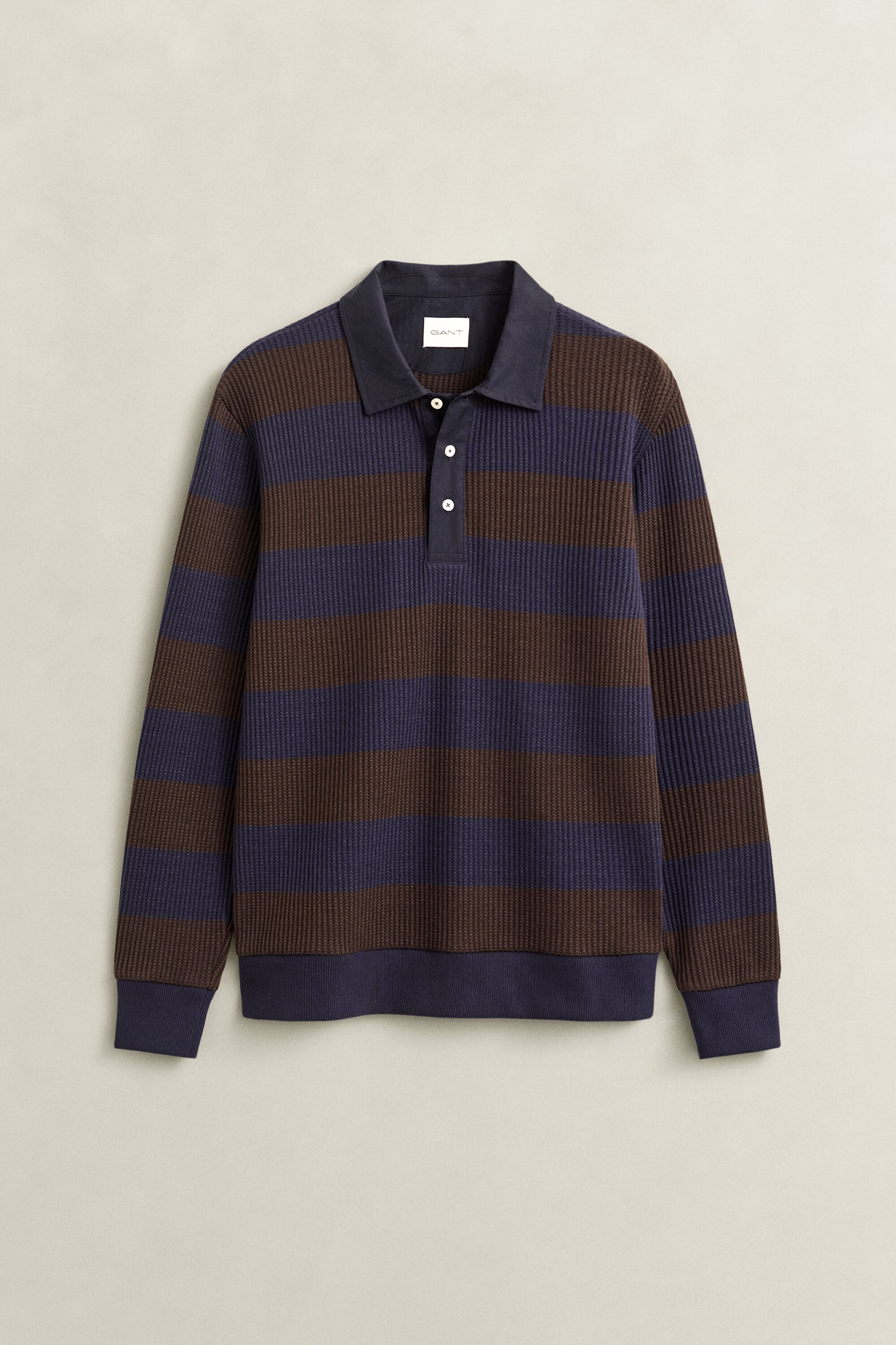 Polo rayé à texture gaufrée