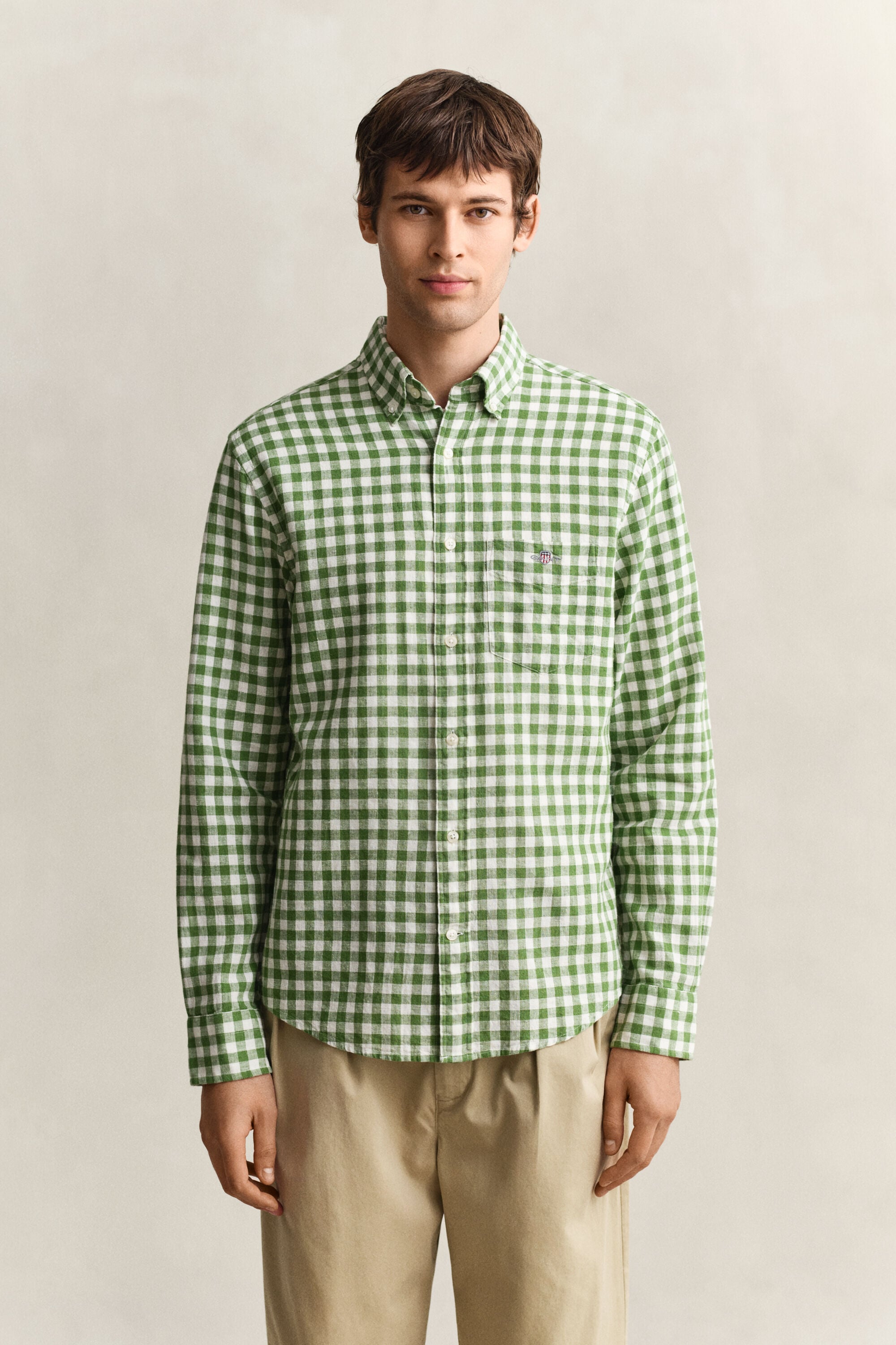 Chemise vichy en lin mélangé
