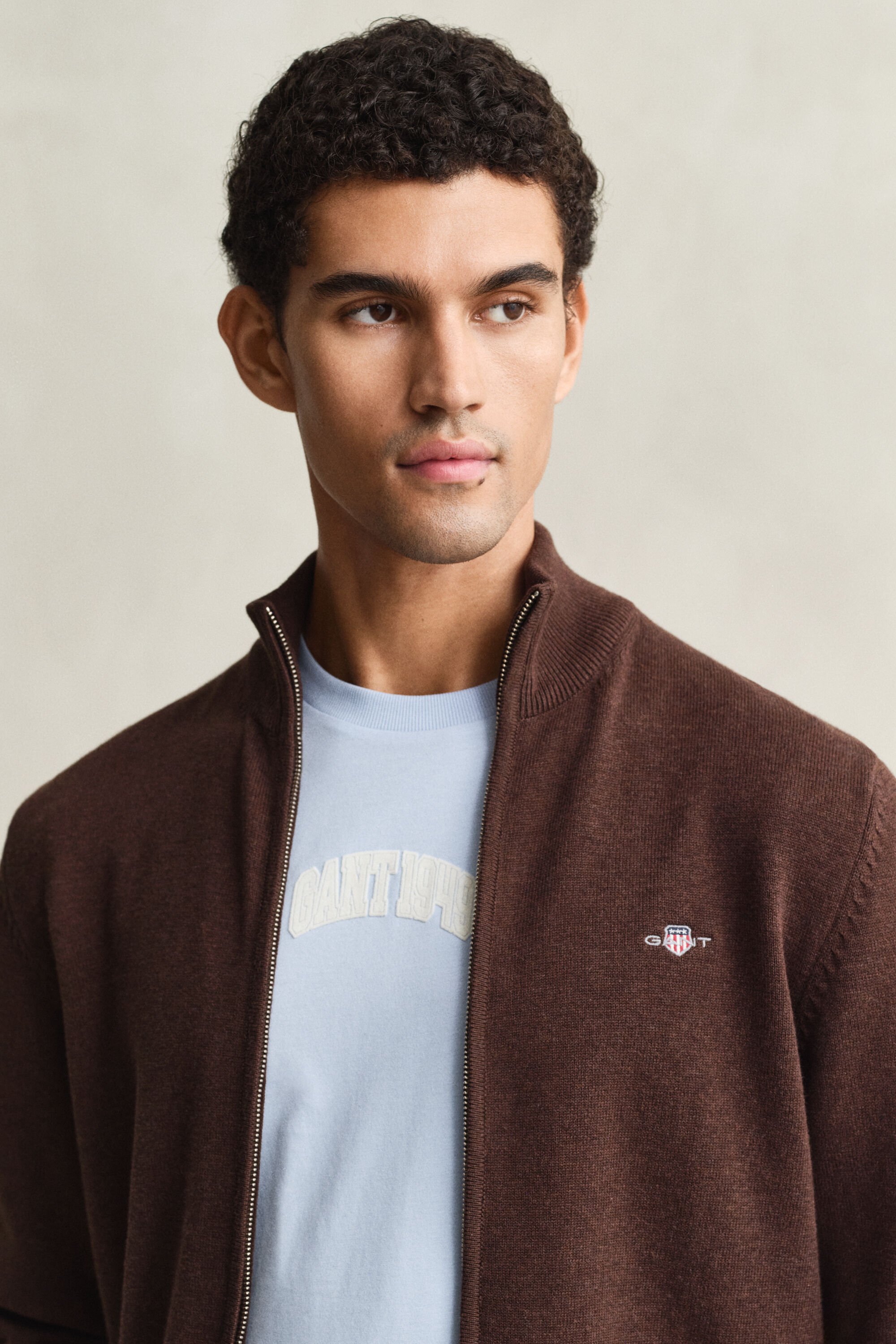 Cardigan zippé en coton décontracté