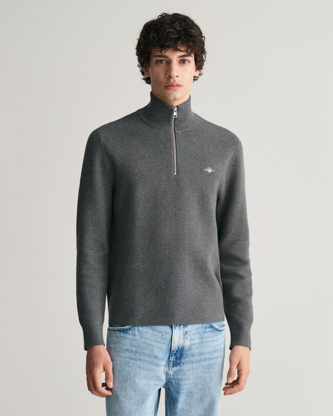 Pull &agrave; demi-zip en coton Milano Knit