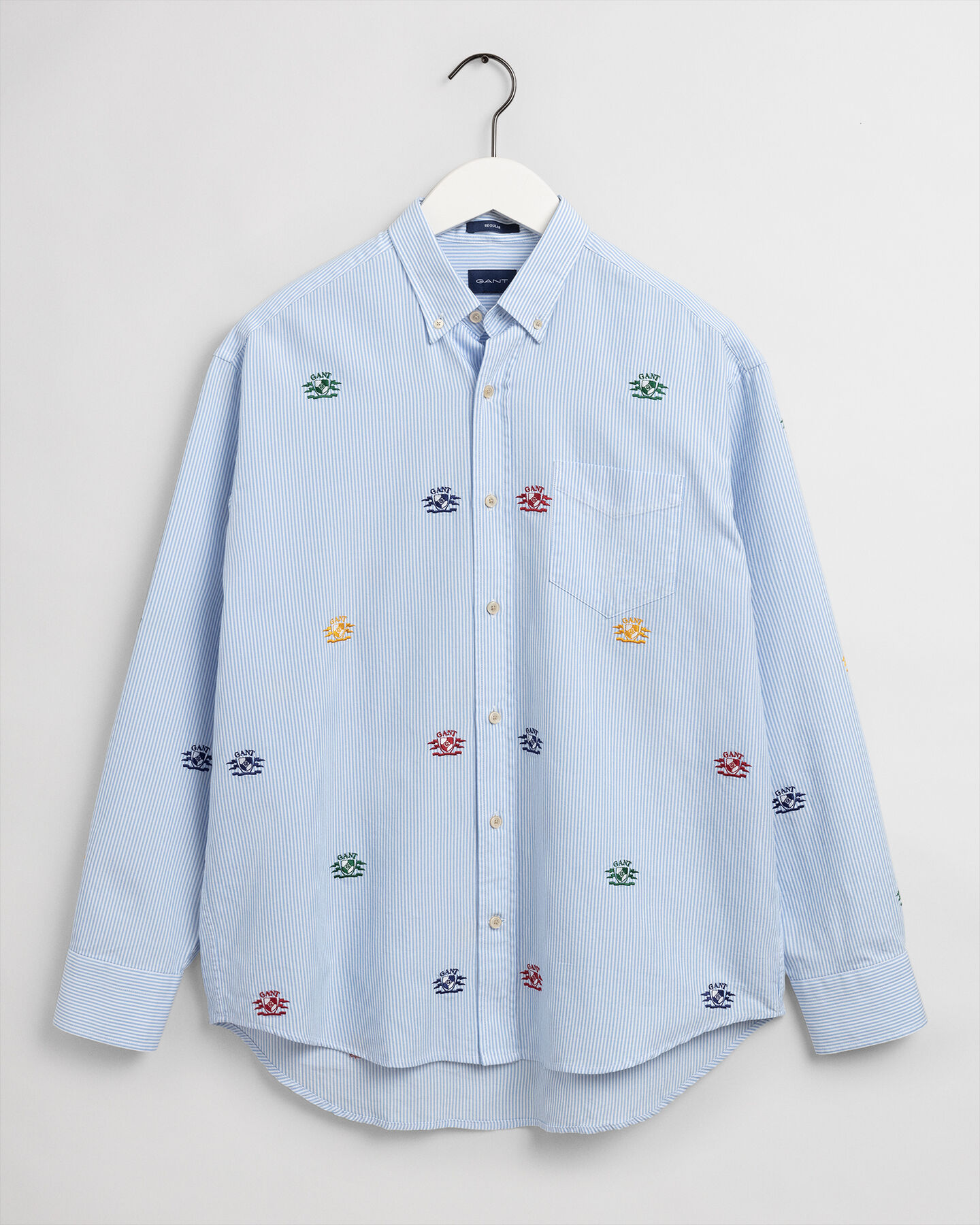 Chemise relaxed fit en coton Oxford &agrave; broderie Crest