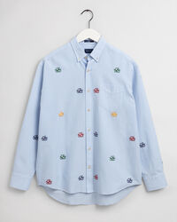 Chemise relaxed fit en coton Oxford &agrave; broderie Crest