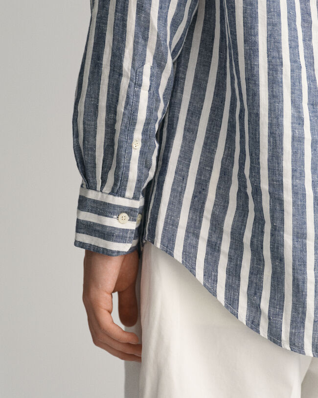 Chemise regular fit en lin à larges rayures