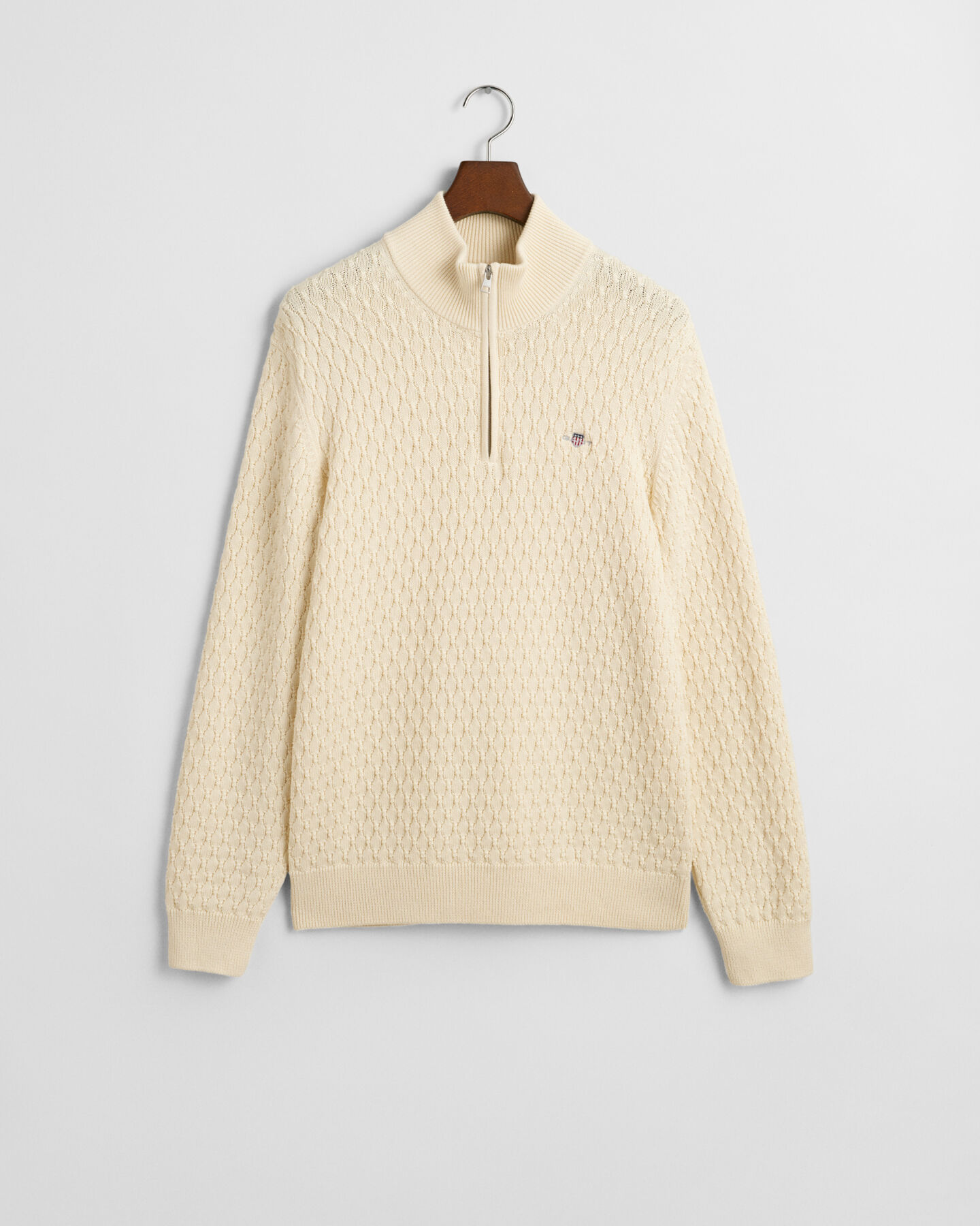 Pull à demi-zip en coton texturé