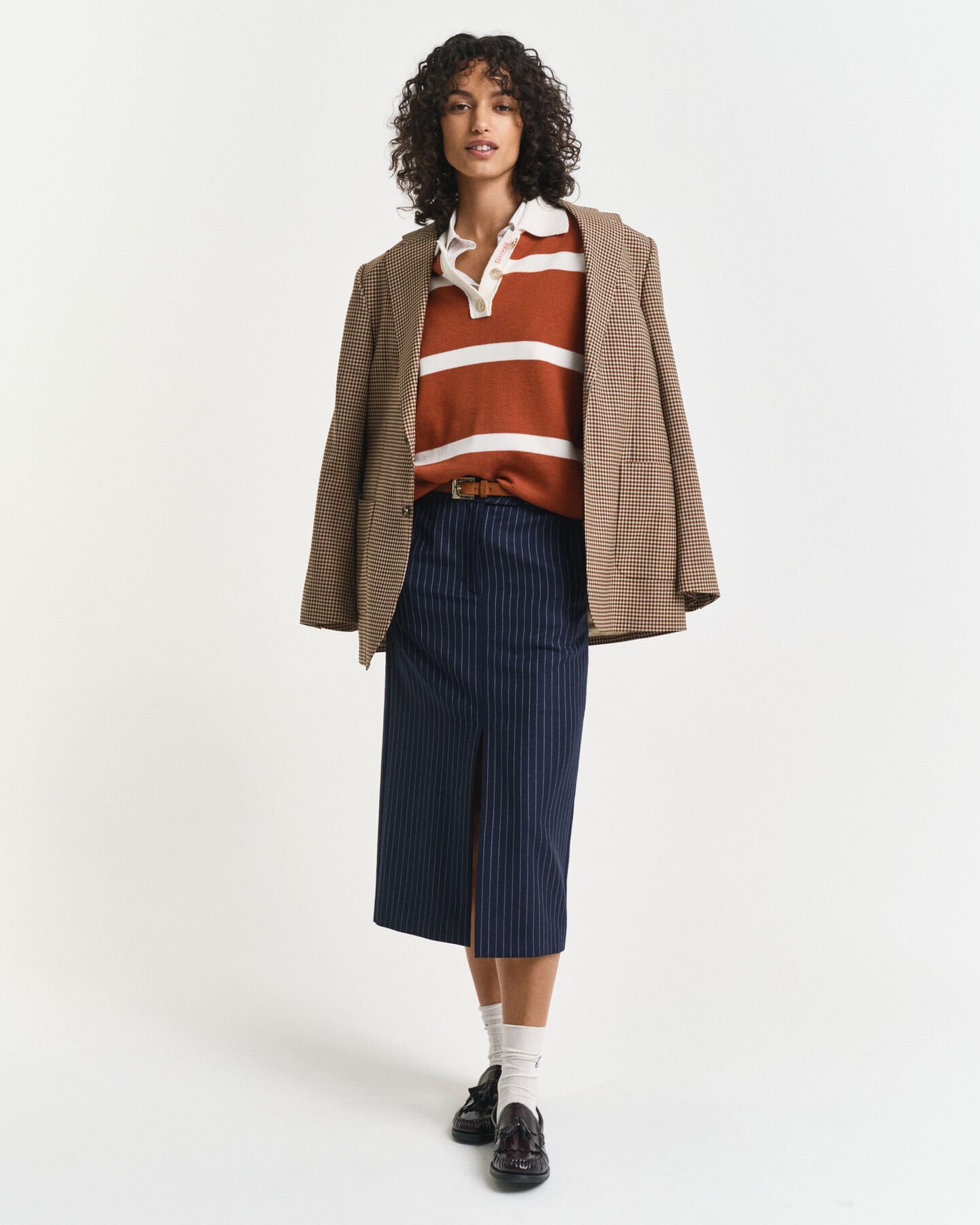 Jupe midi à rayures tennis