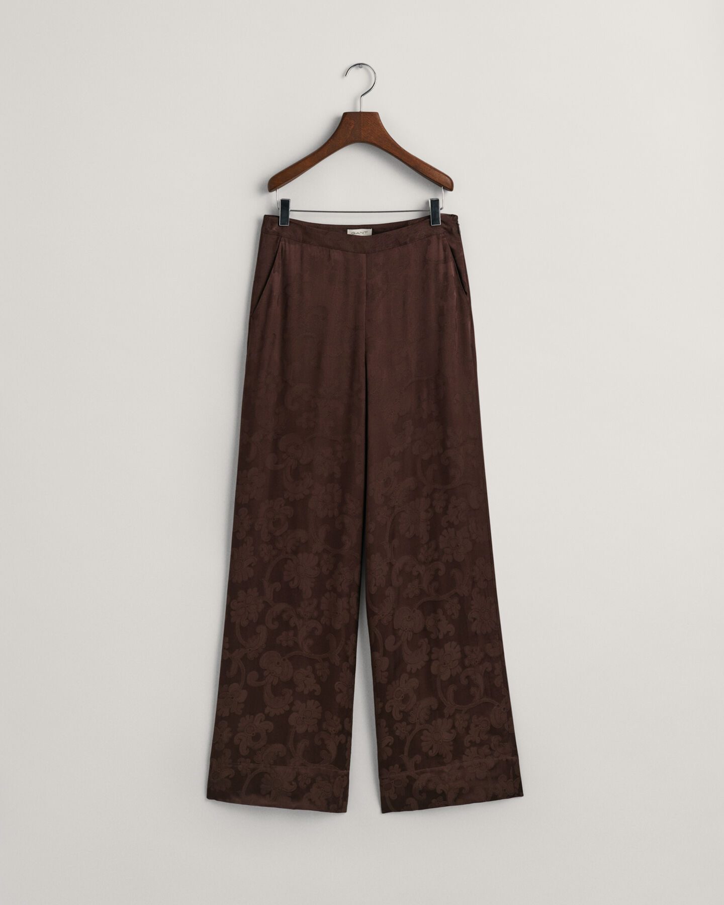 Pantalon &agrave; jambes larges avec motif en jacquard fa&ccedil;on dentelle