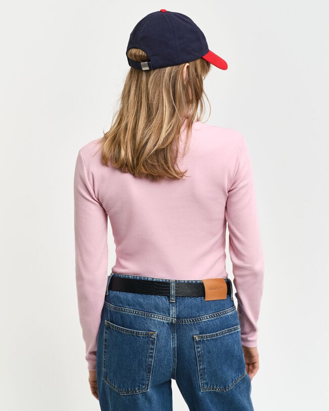 Haut col roulé côtelé à manches longues