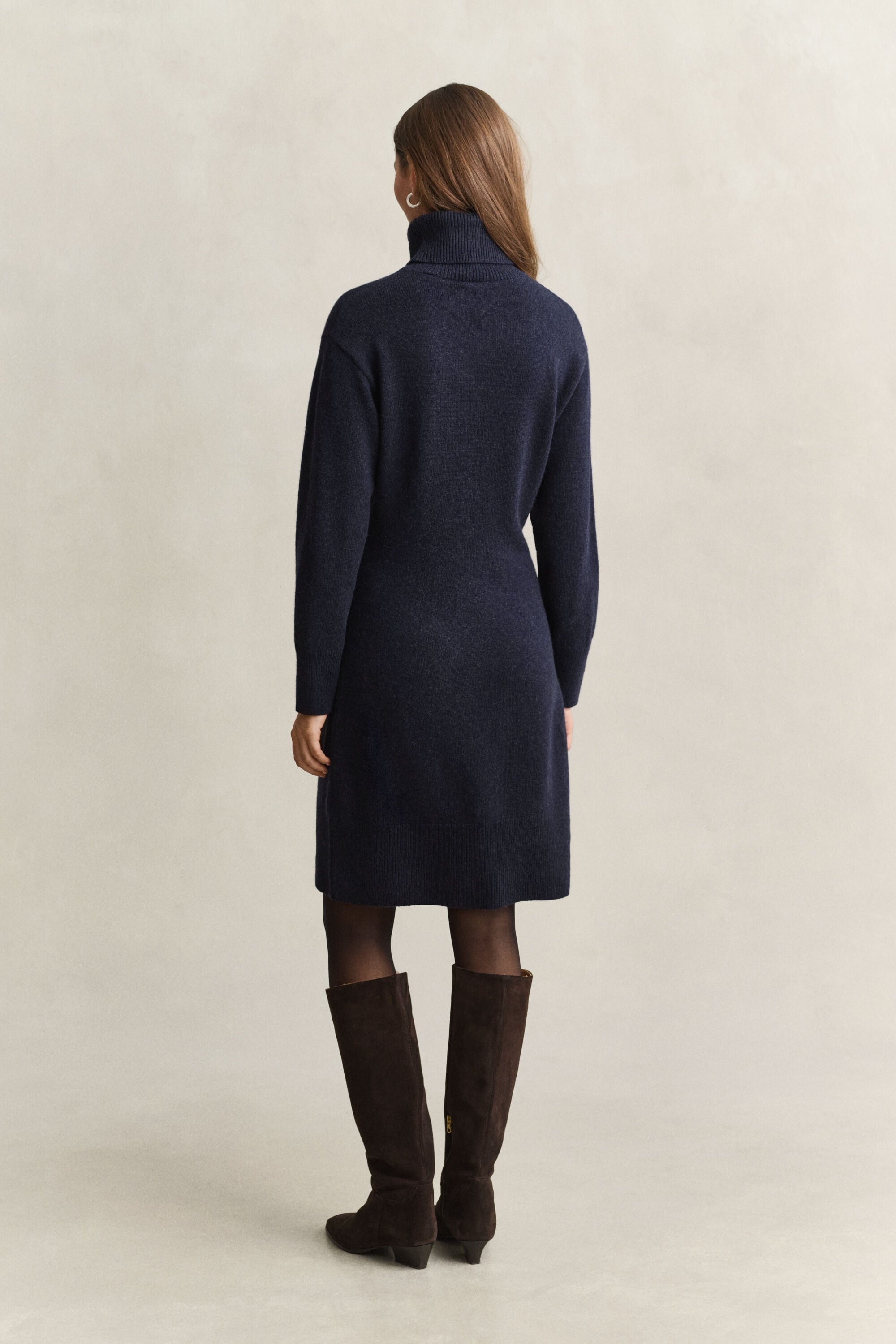 Robe à col roulé en laine et cachemire