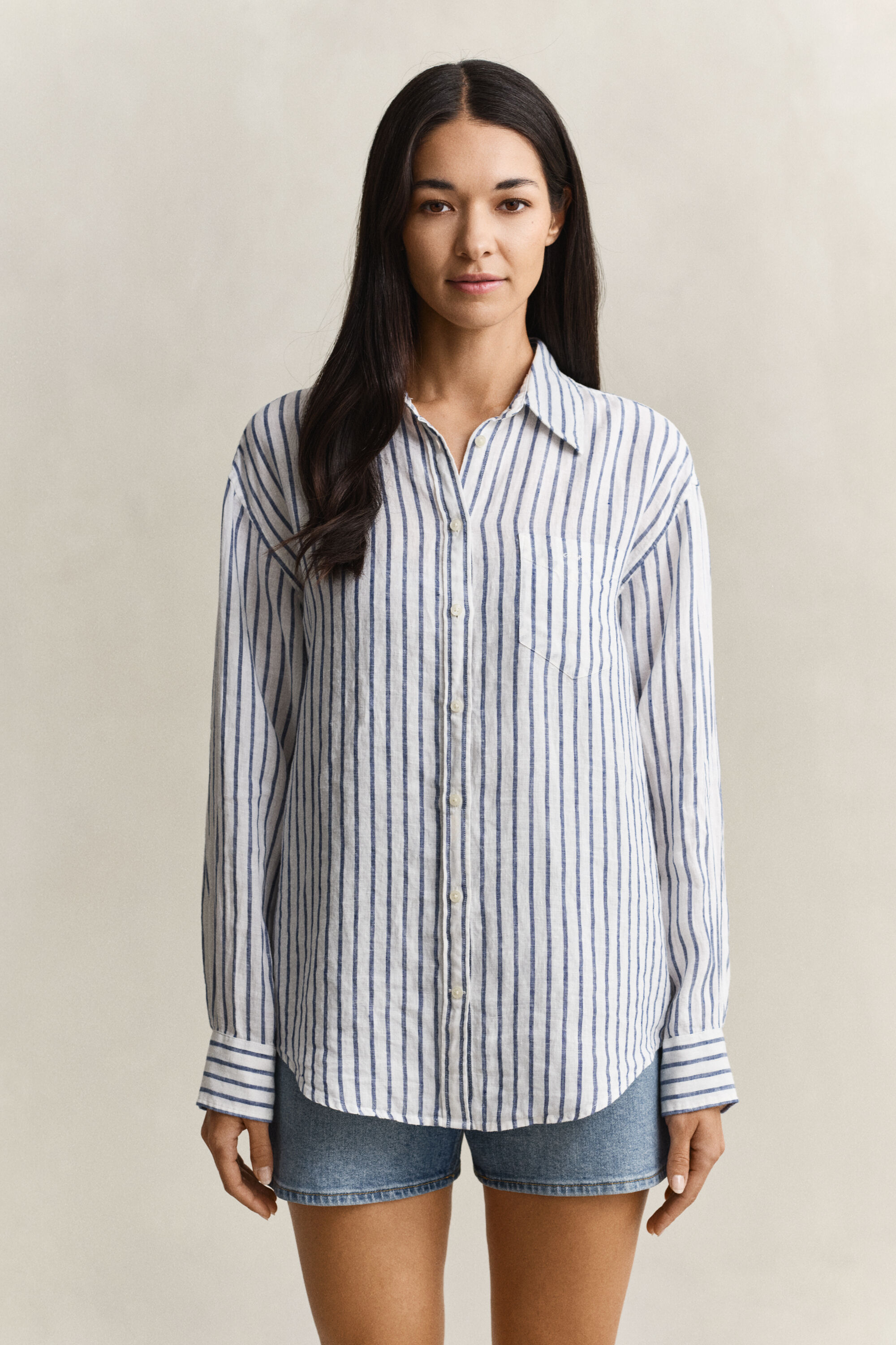 Chemise relaxed fit en lin à rayures