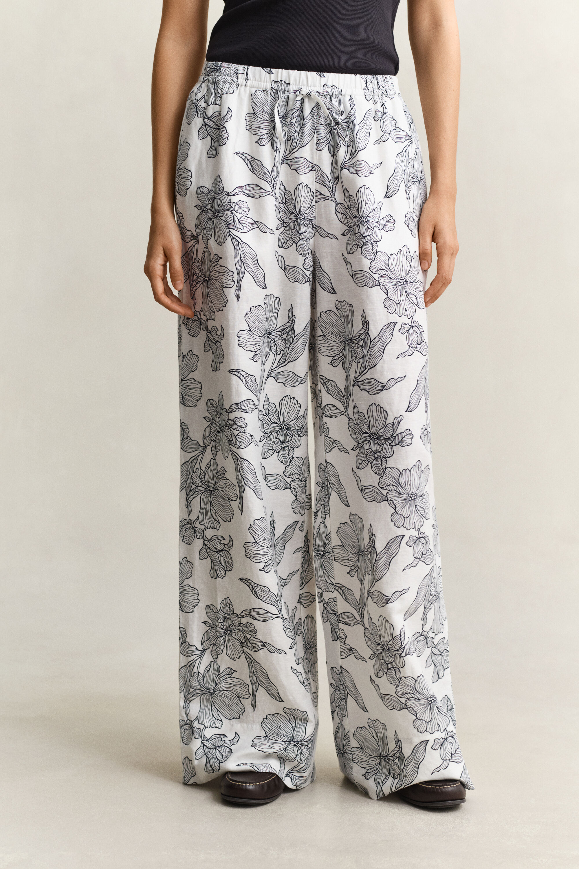 Pantalon en lin floral