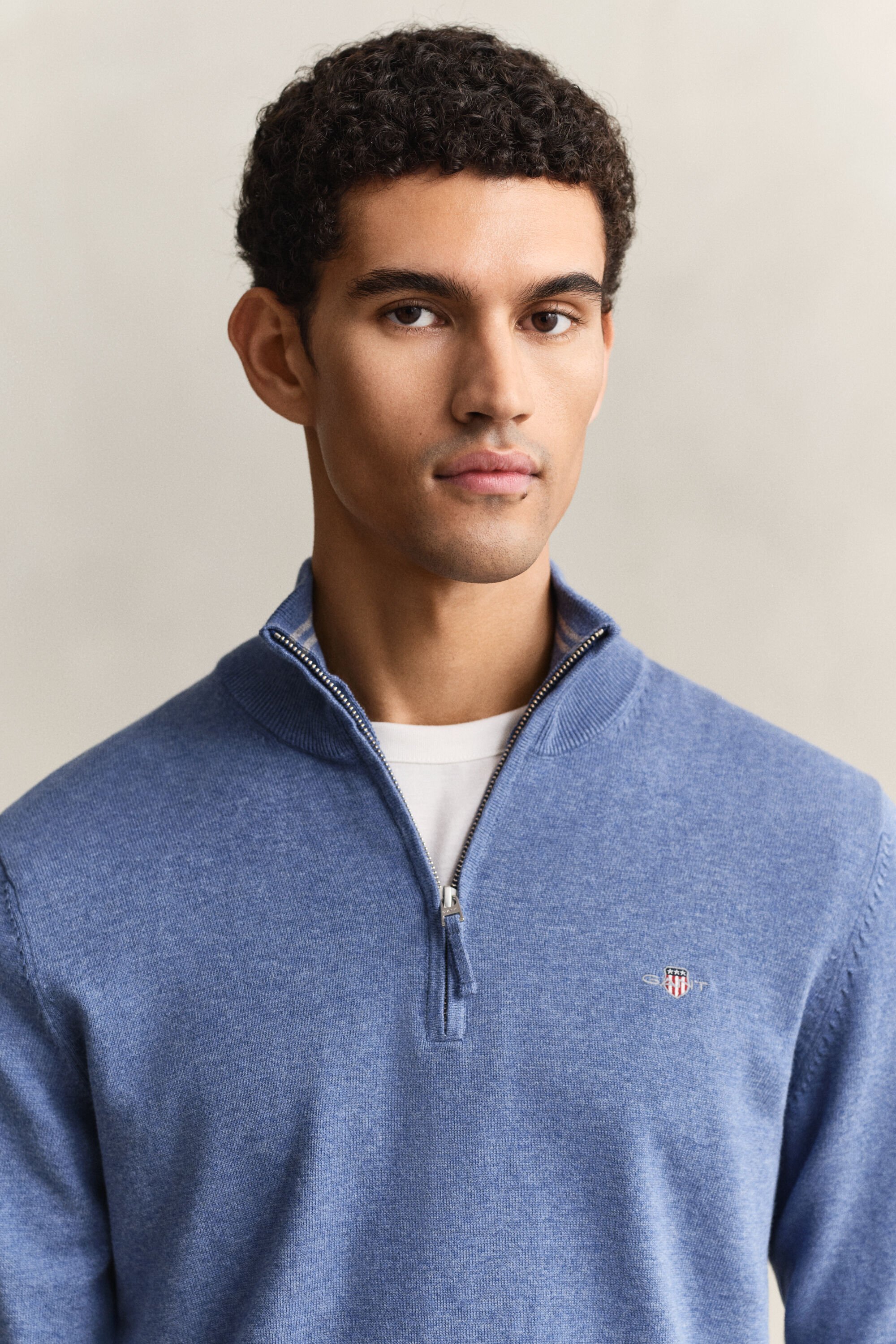 Pull à demi-zip en coton classique