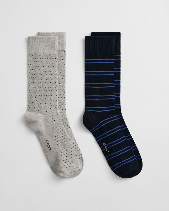 Coffret cadeau de 2 paires de chaussettes à rayures et à pois