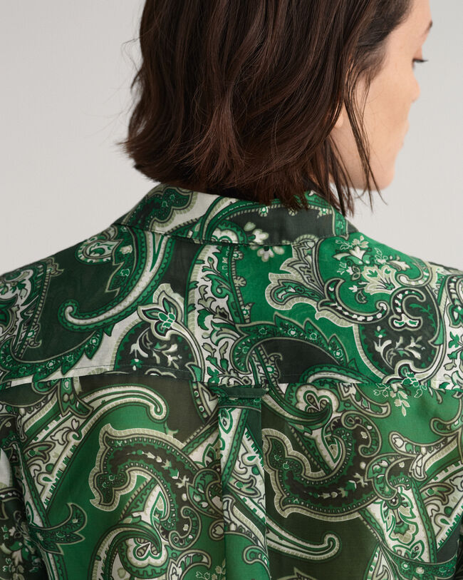 Chemise regular fit en coton et soie &agrave; motif cachemire