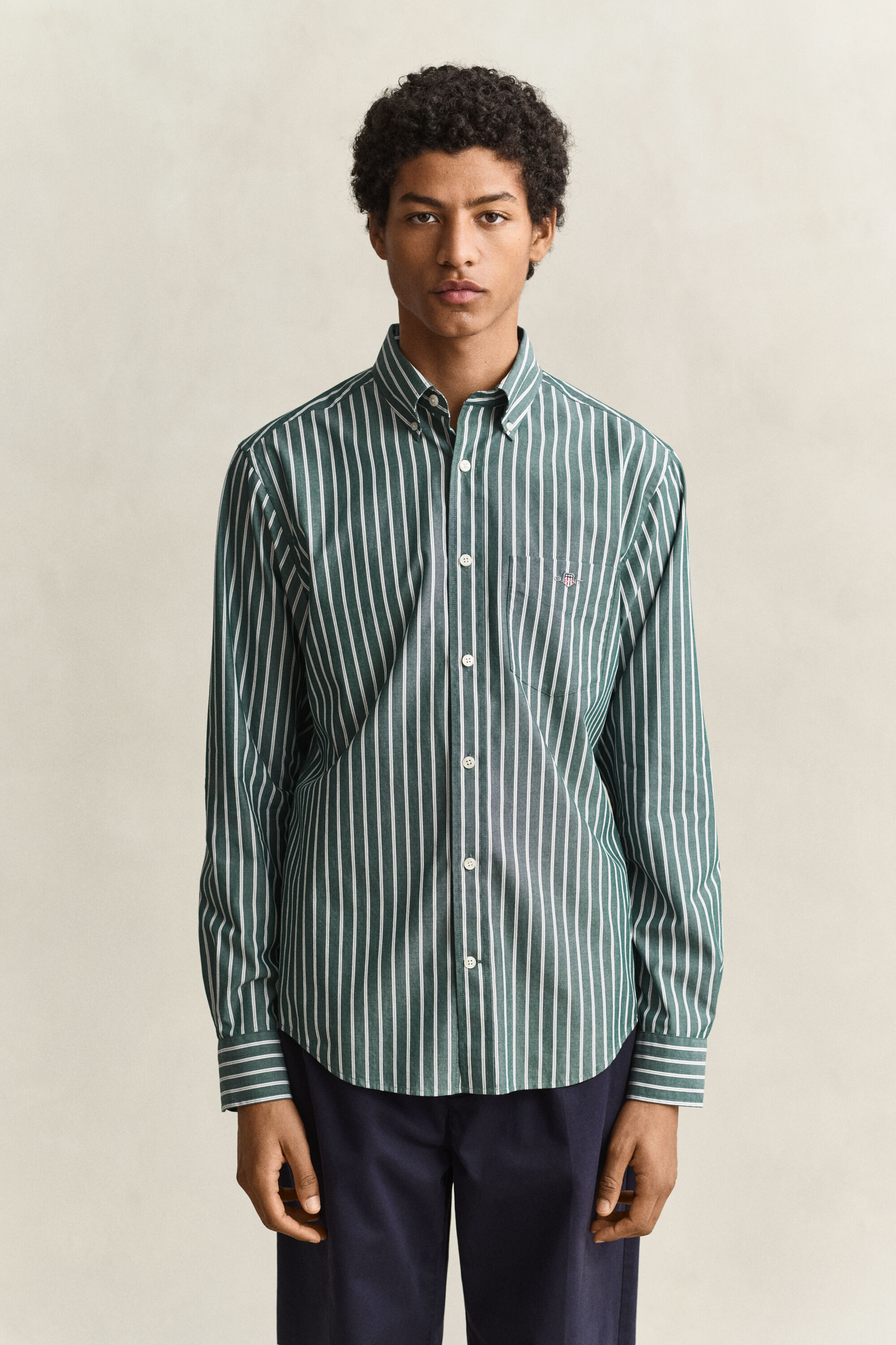 Chemise en popeline à rayures