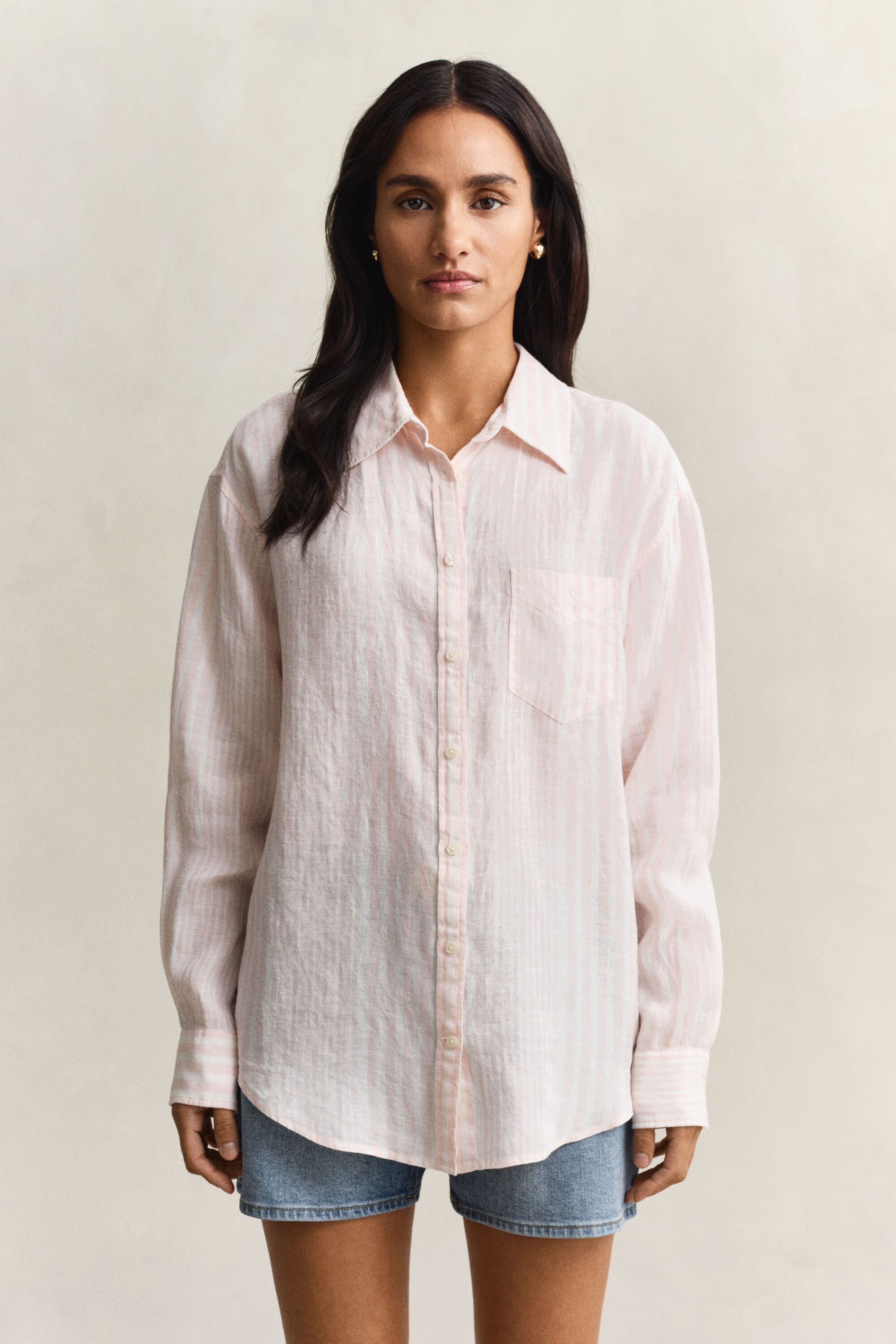Chemise relaxed fit en lin à rayures