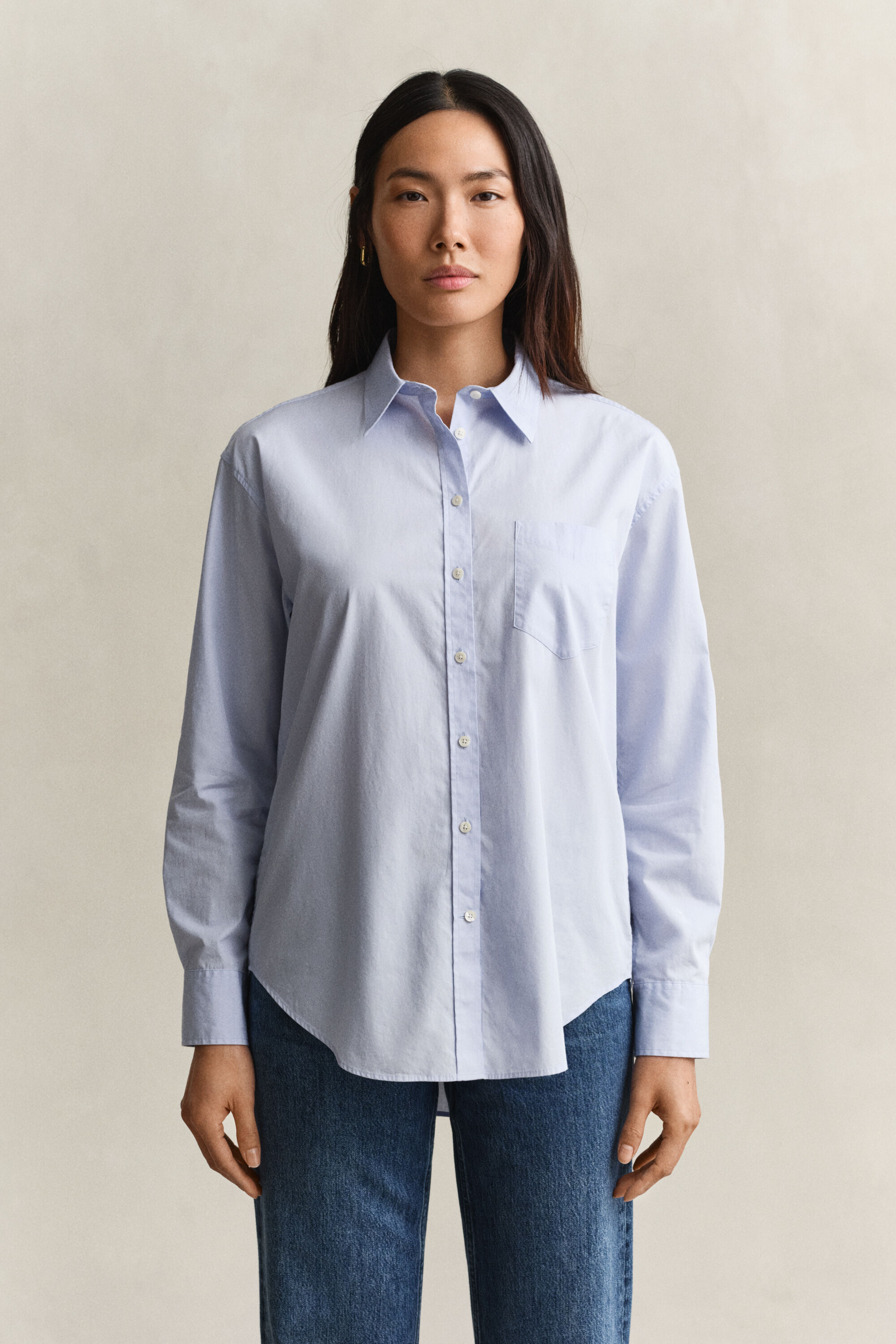 Chemise coupe décontractée en popeline classique