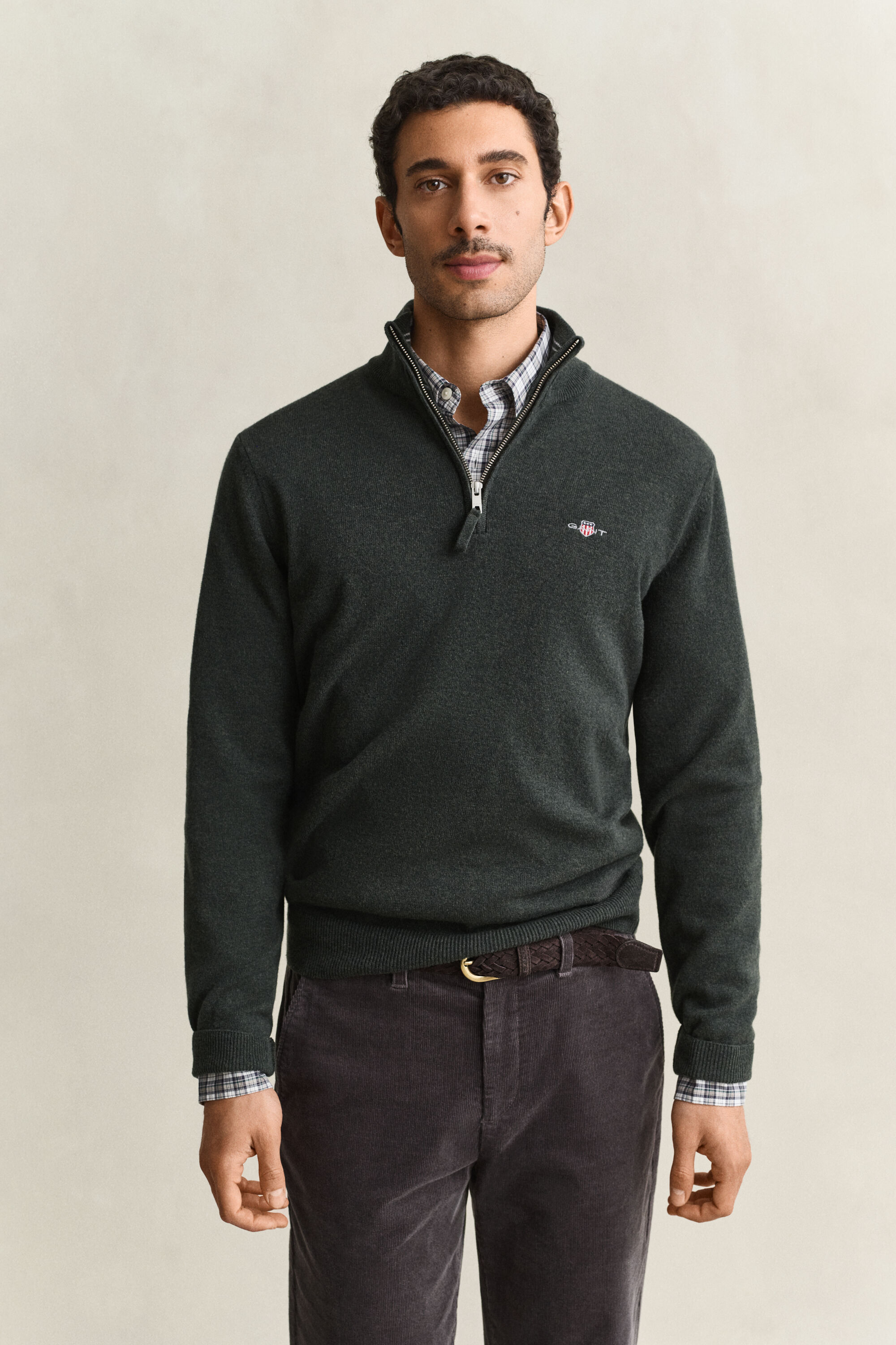 Pull à demi-zip en laine d’agneau