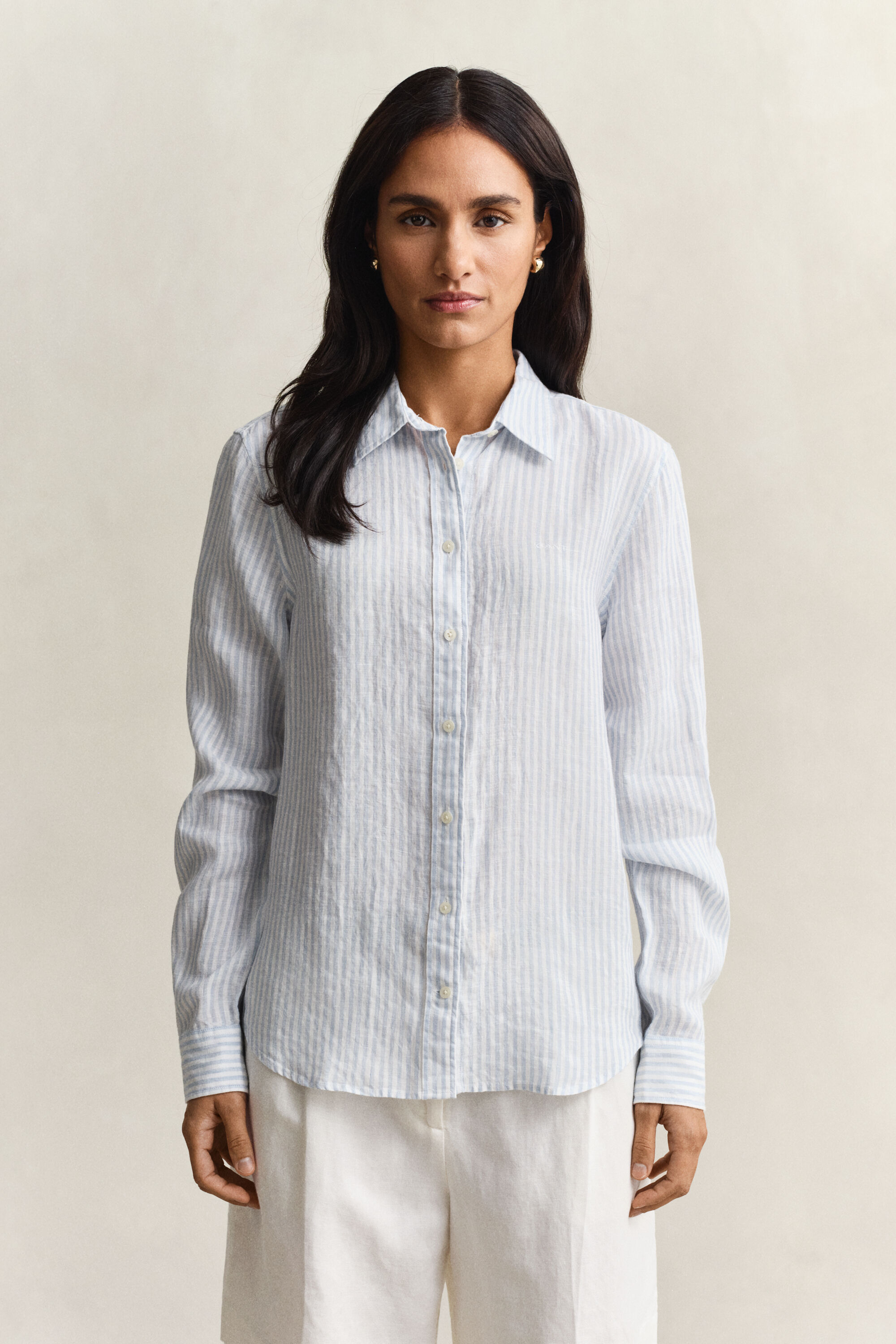 Chemise regular fit en lin à rayures