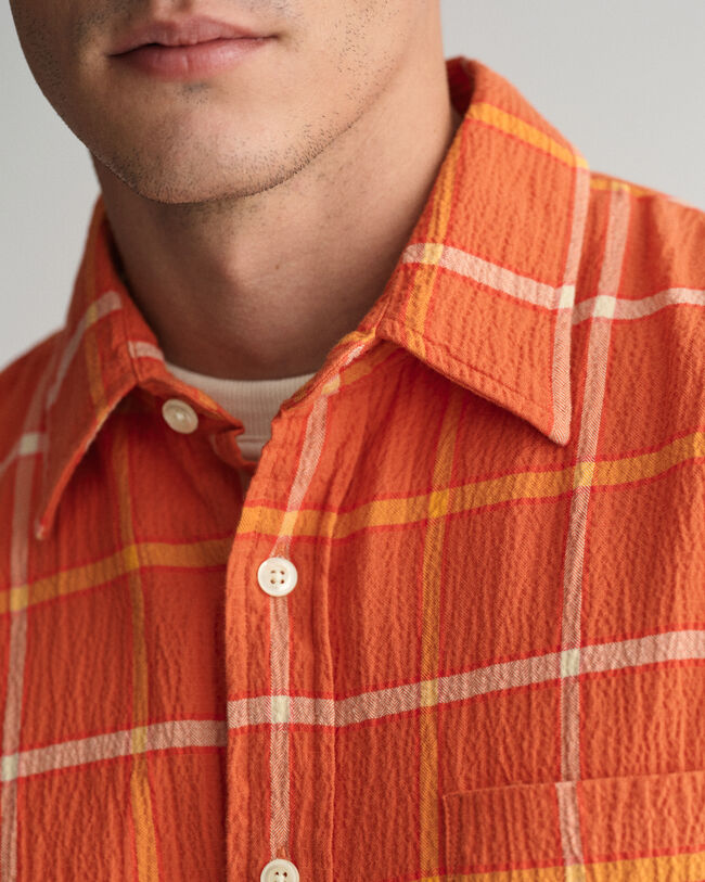 Chemise ultra-ample texturée à carreaux