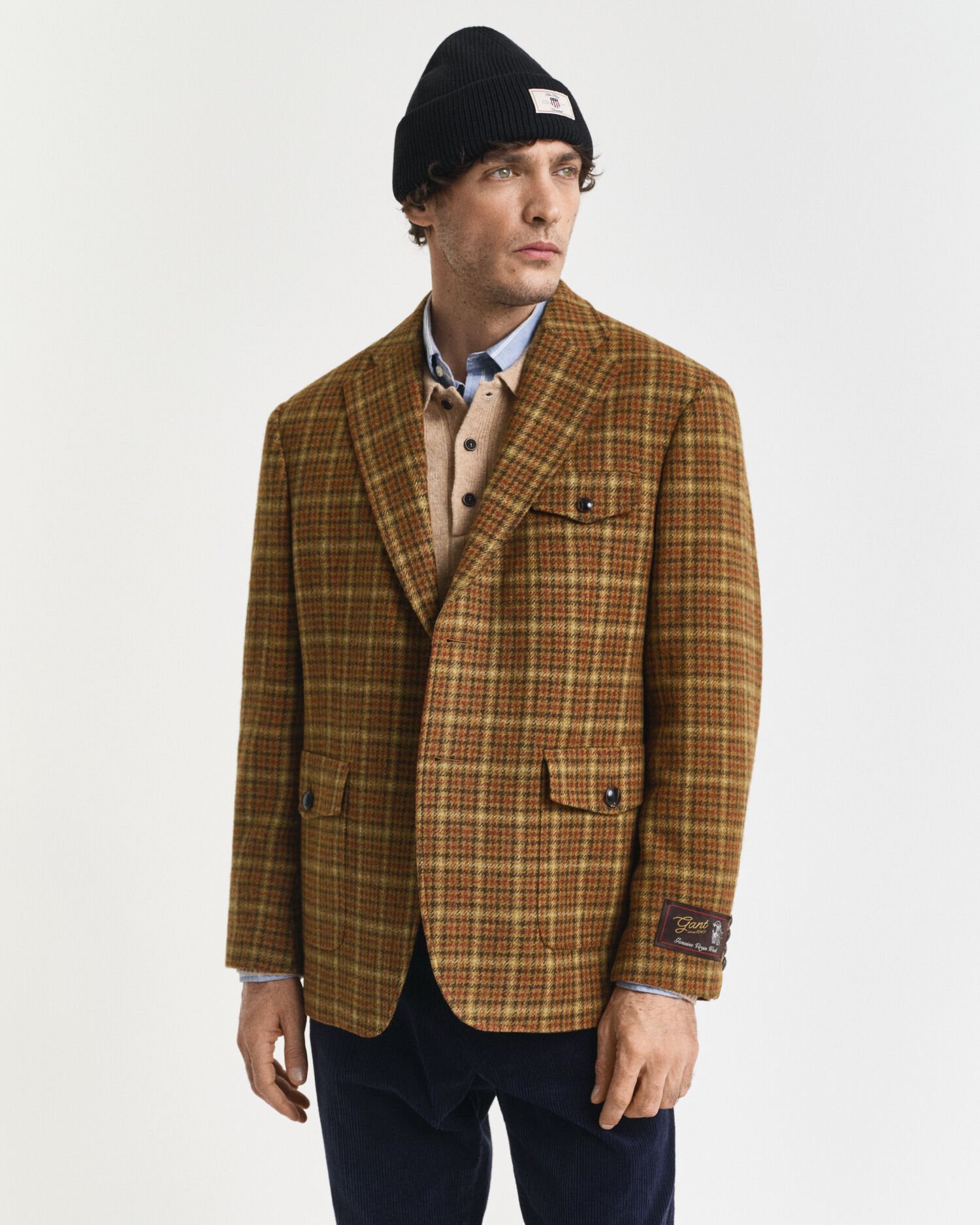 Veste blazer coupe décontractée en tweed à carreaux