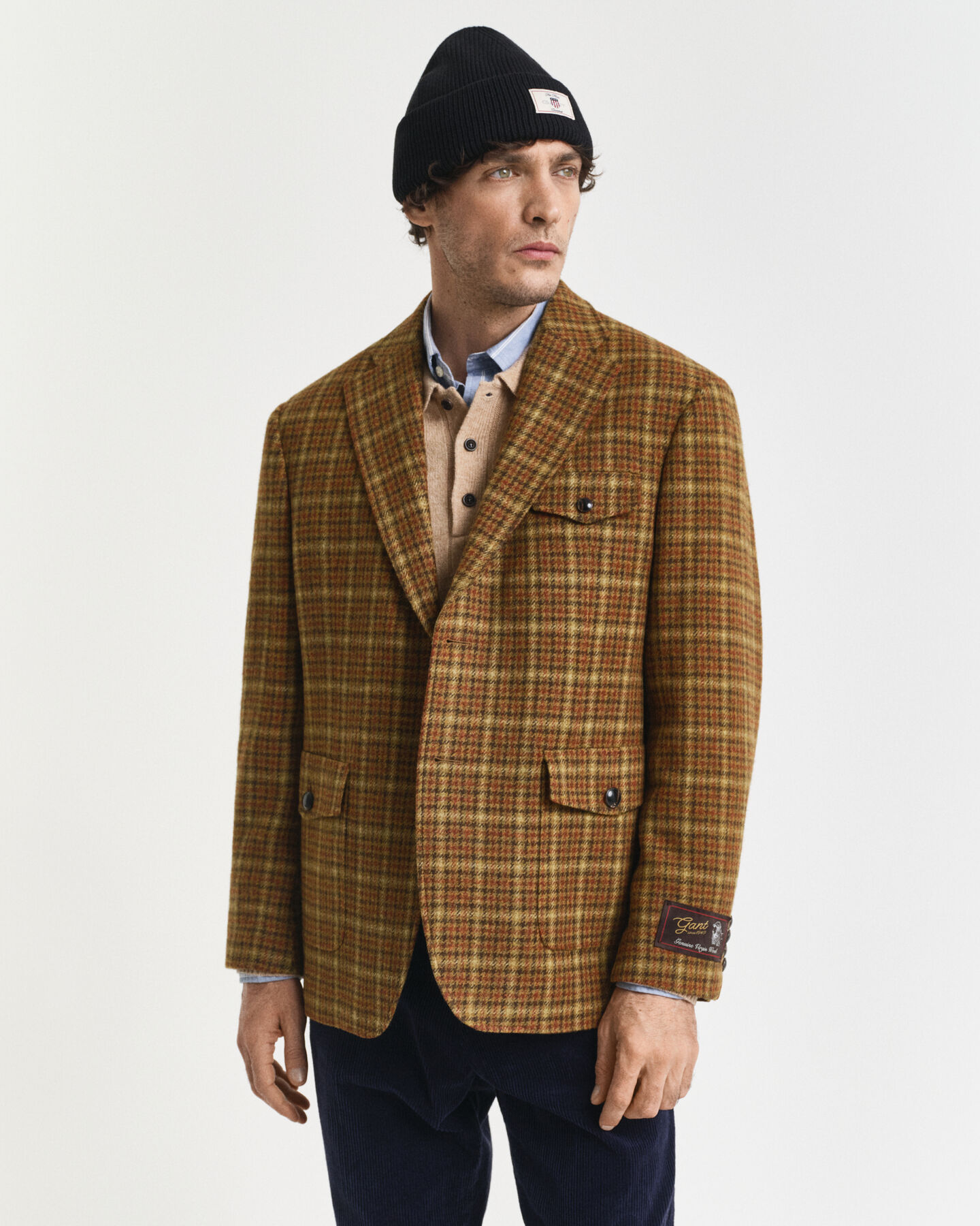 Veste blazer coupe décontractée en tweed à carreaux