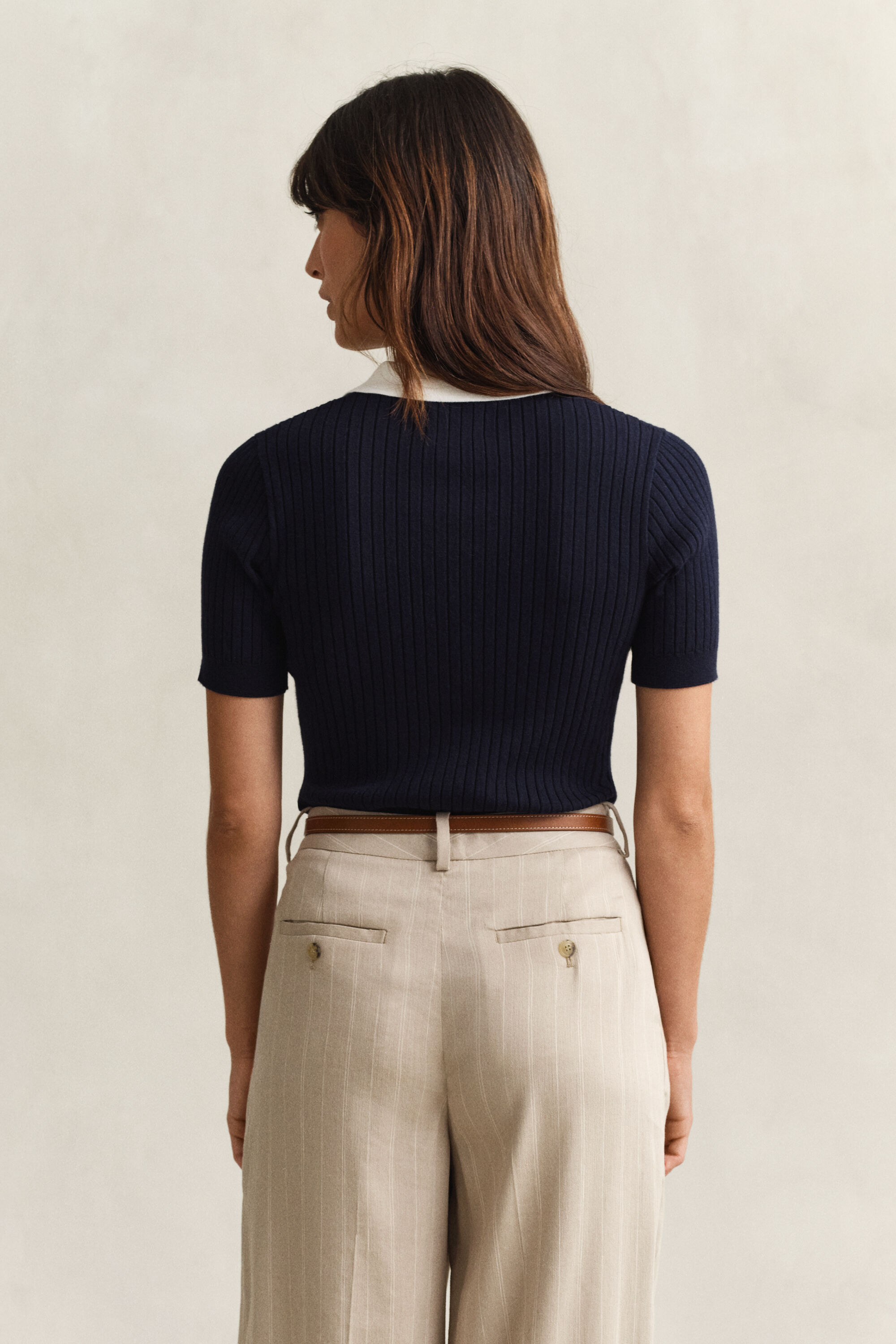 Rugger côtelé à manches courtes