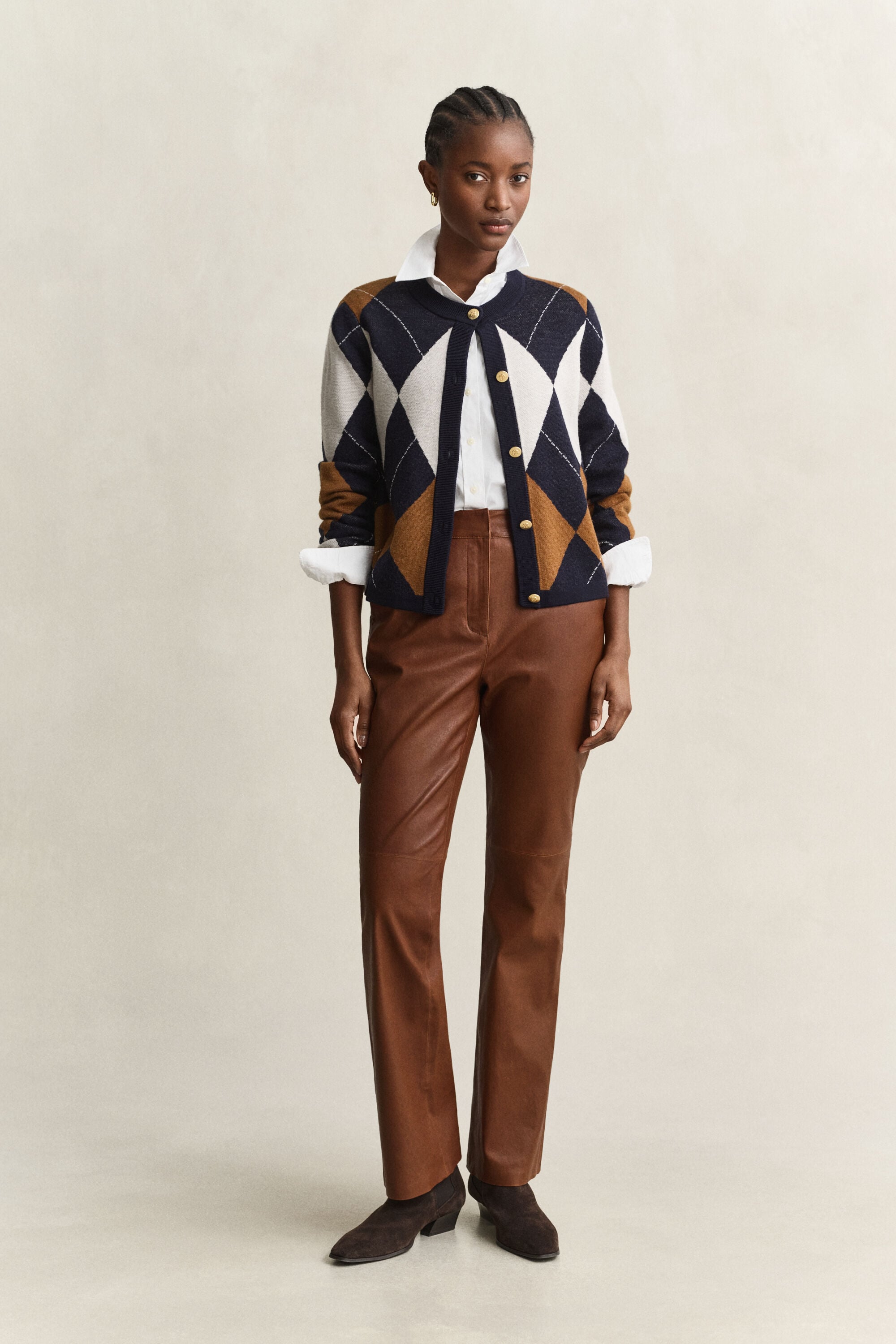 Pantalon évasé en cuir