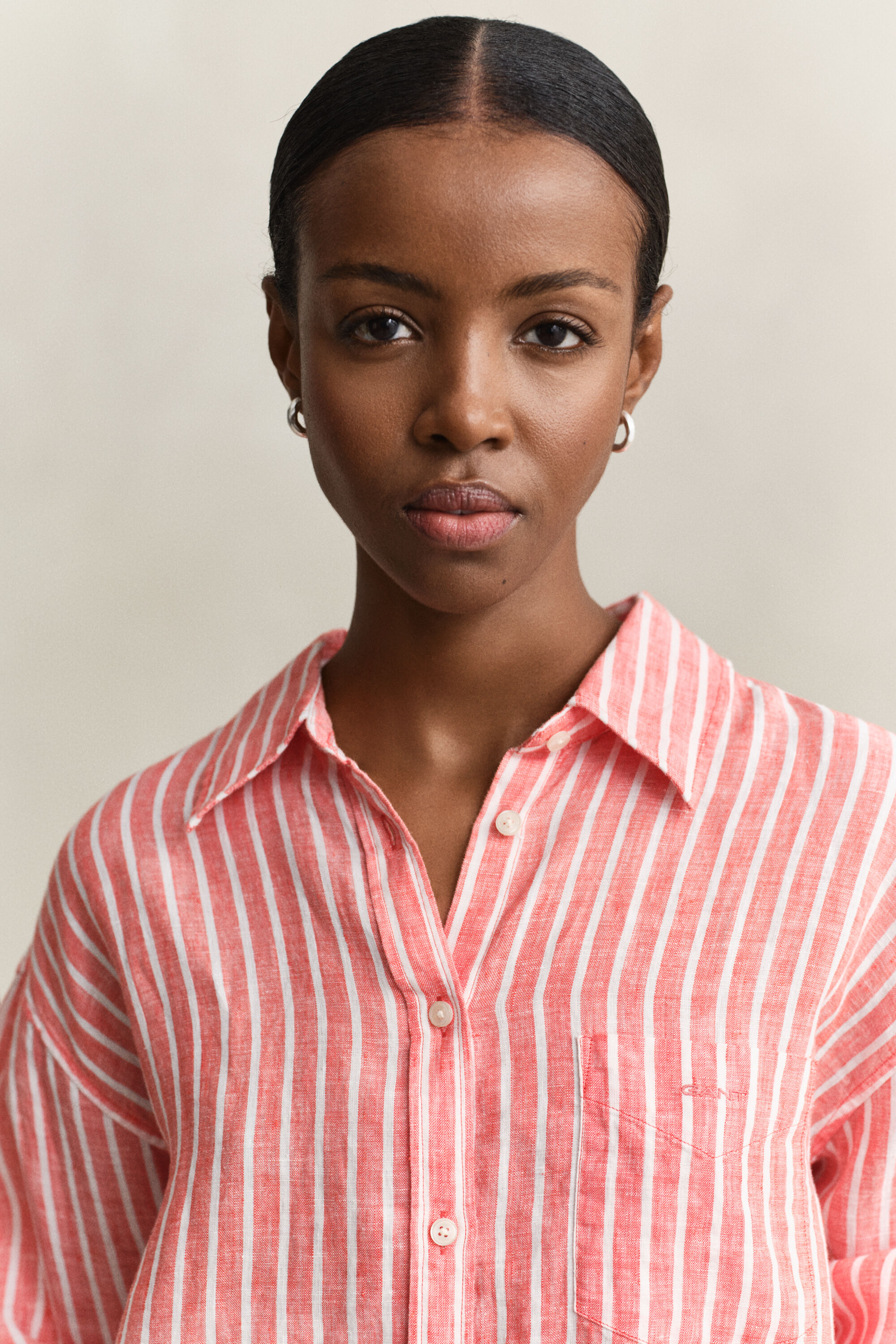 Chemise relaxed fit en lin à rayures