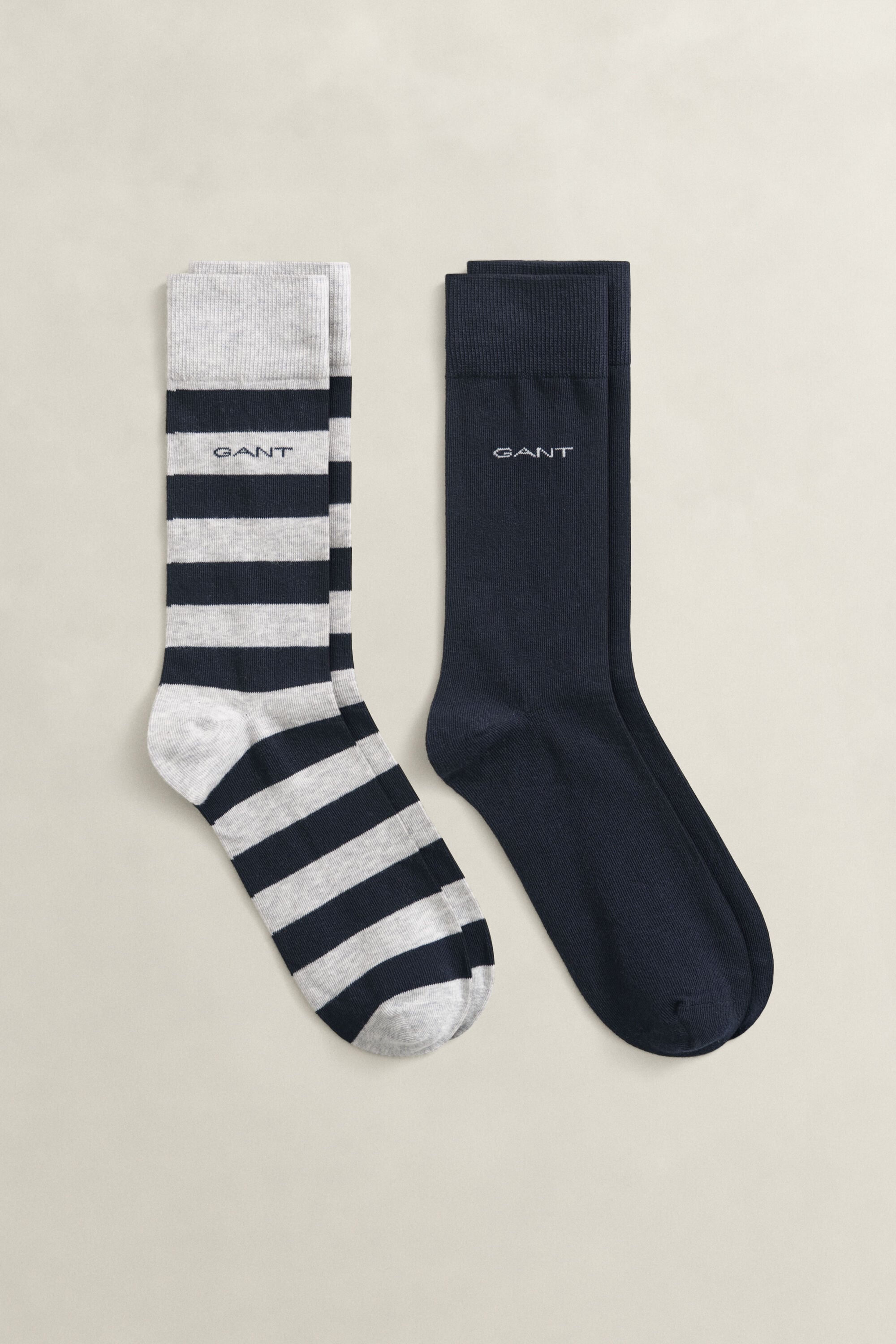 Lot de 2 paires de chaussettes unies et à larges rayures