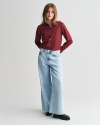 Chemise regular fit en voile de coton &agrave; imprim&eacute; pois