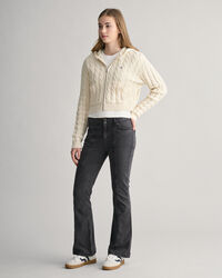 Sweat &agrave; capuche court zipp&eacute; en maille torsad&eacute;e Shield Teen Girls