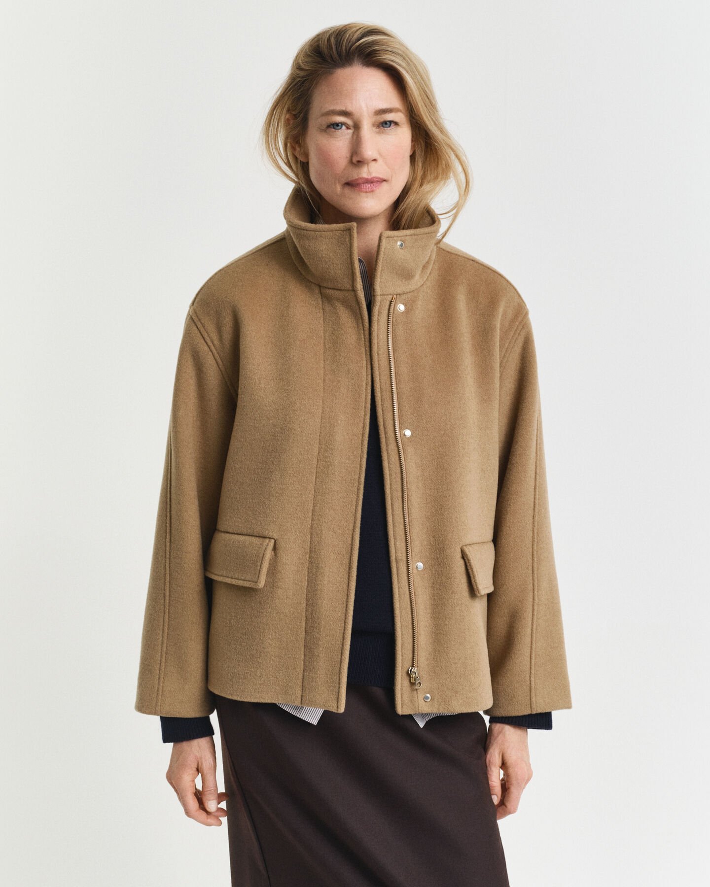 Veste courte zippée en laine