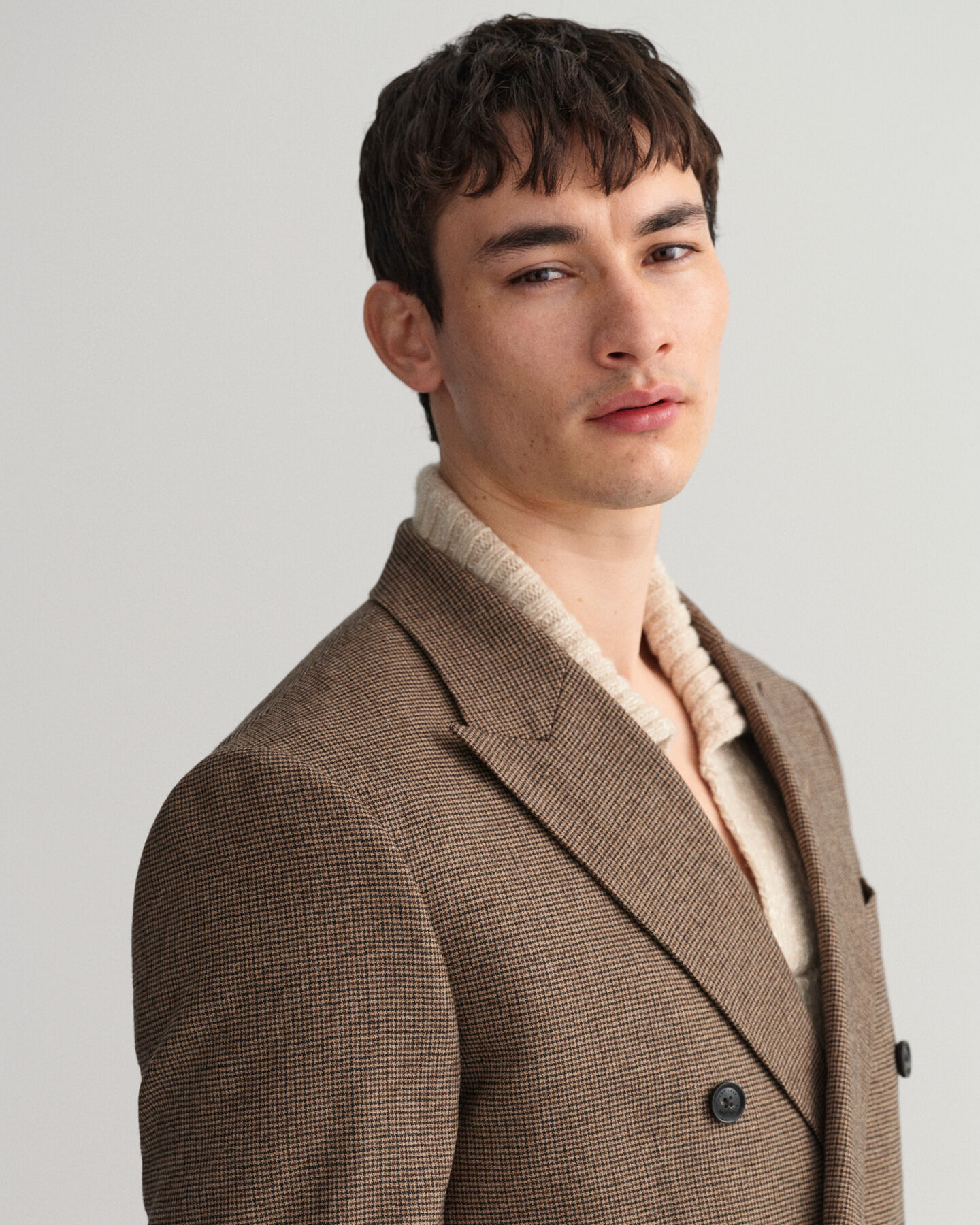 Veste blazer de costume à carreaux en motif pied-de-poule