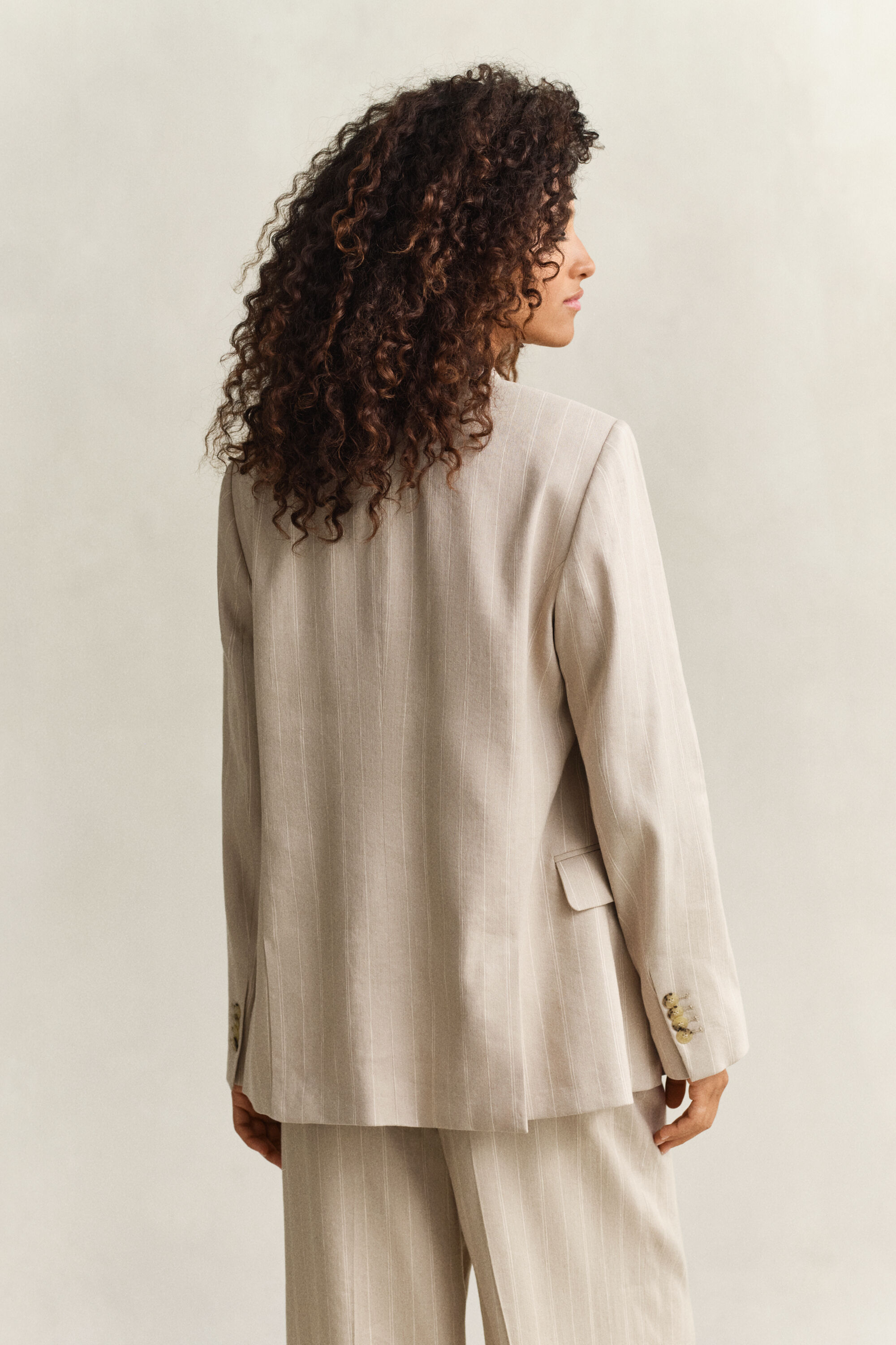 Veste blazer en lin mélangé à rayures tennis