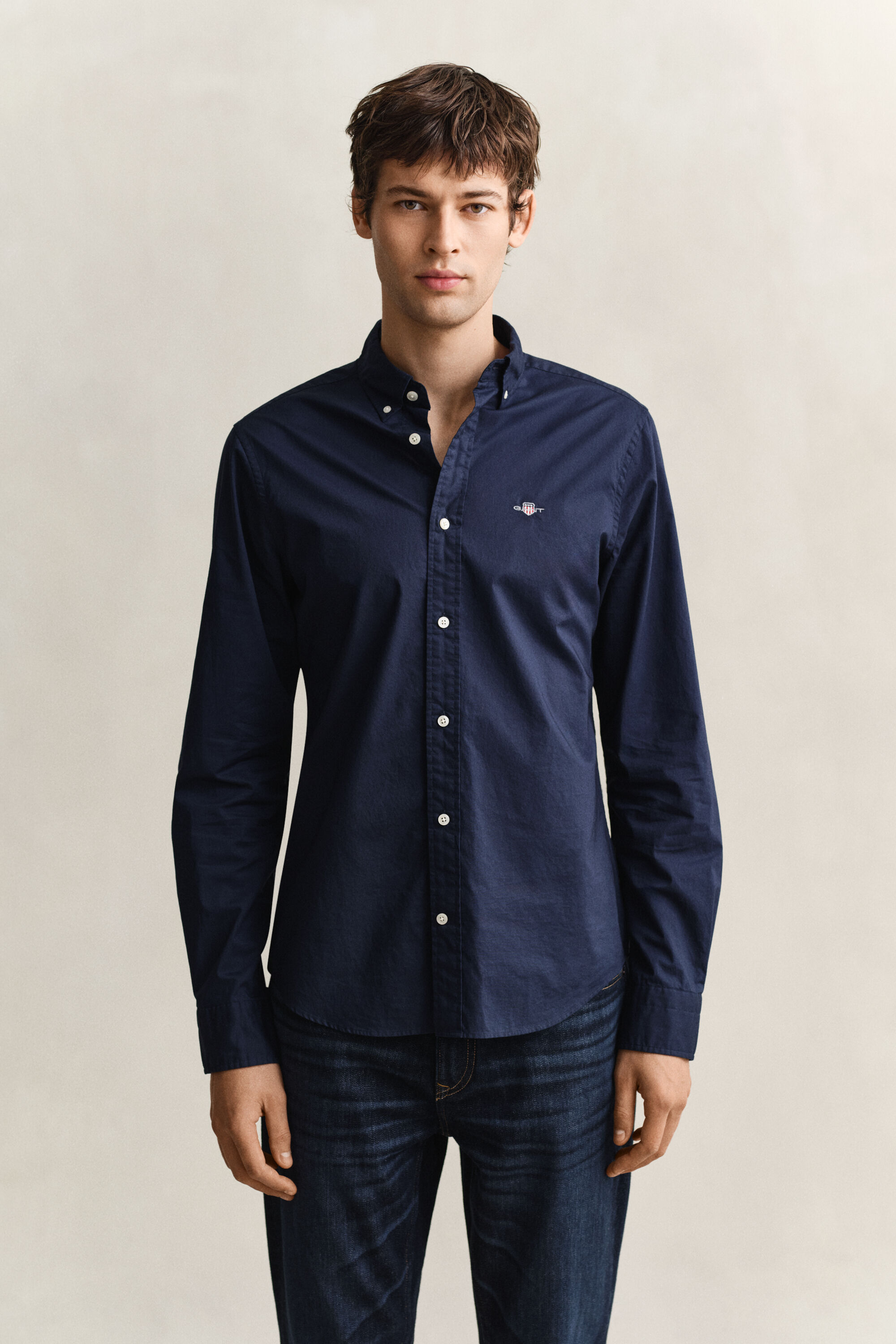 Chemise coupe slim en popeline classique