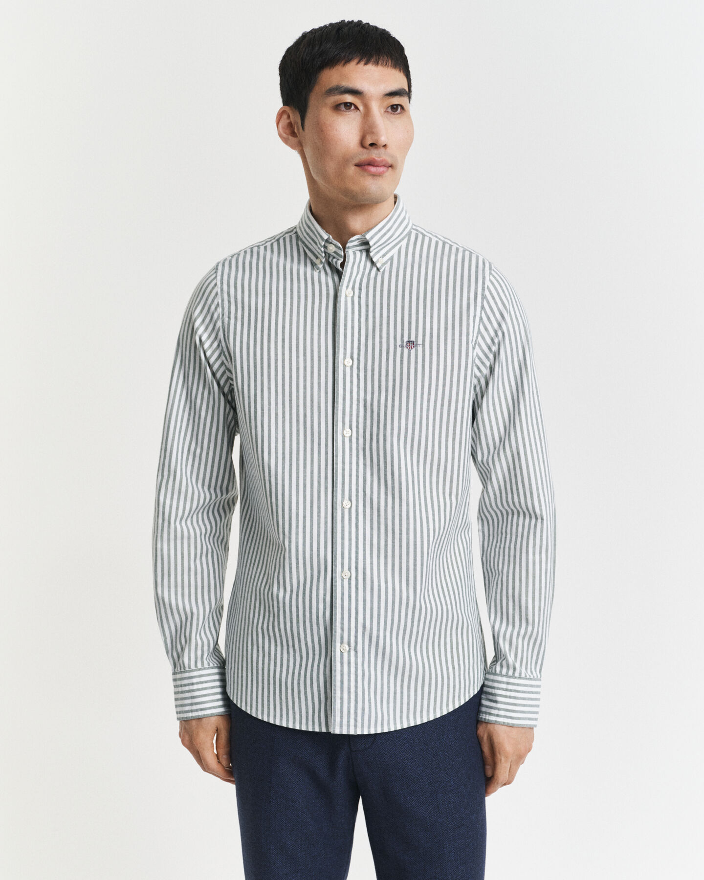 Chemise coupe slim en coton Oxford stretch à rayures