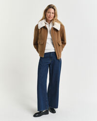 Pull à demi-zip en maille de coton torsadée stretch