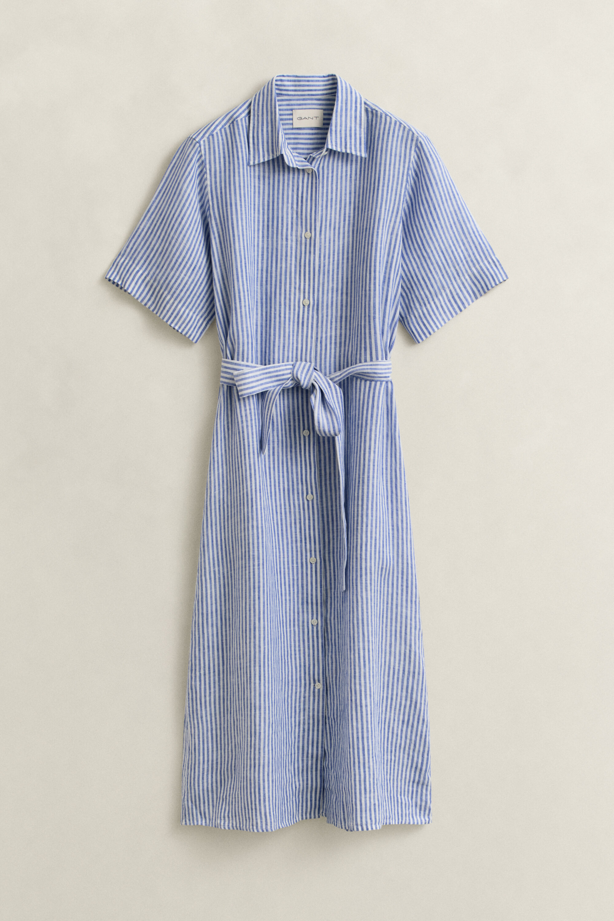 Robe-chemise en lin à rayures